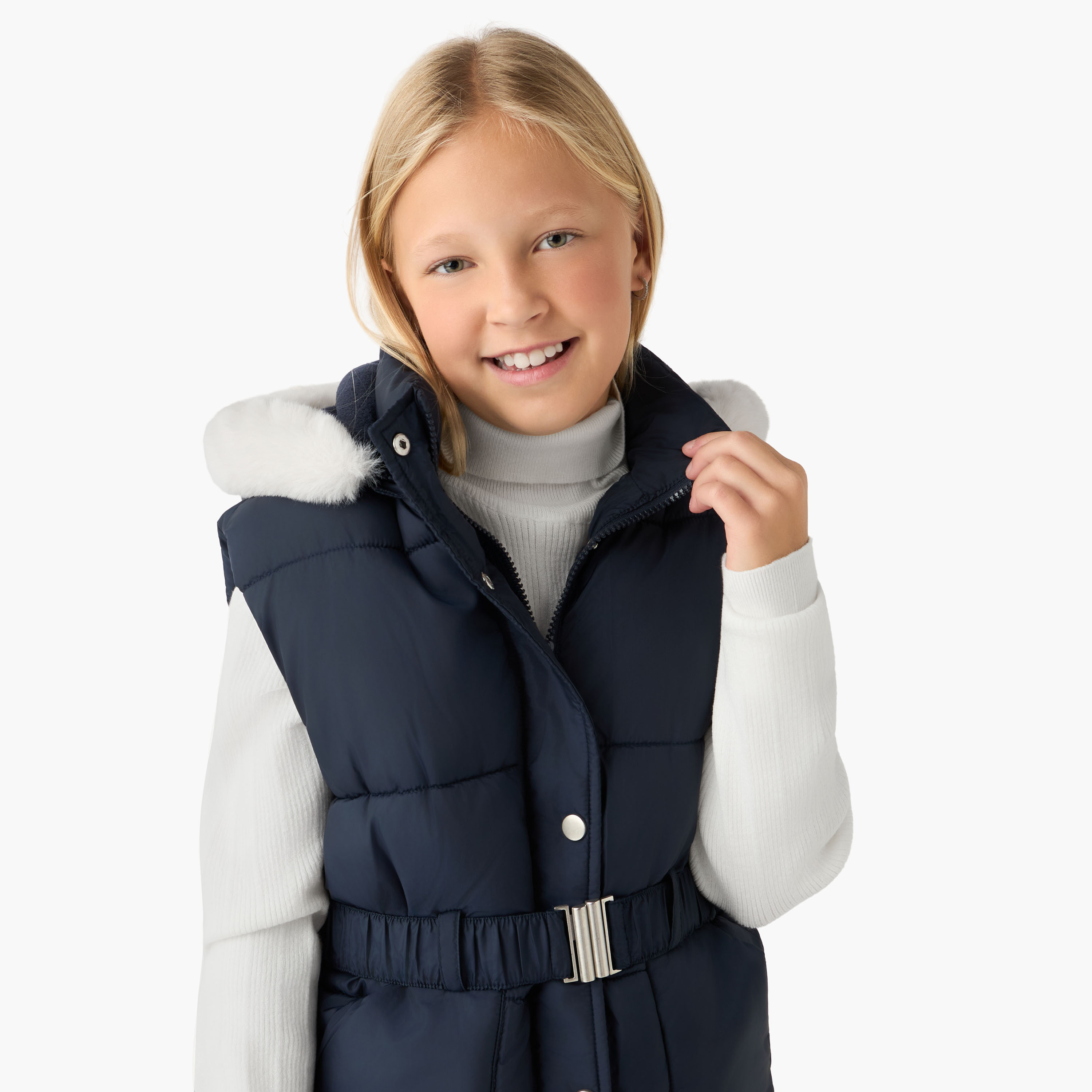 Juniors Belted Padded Gilet with Hood and Zip Closure-girls-clothing-winterwear-jacketsandcoats-image-4