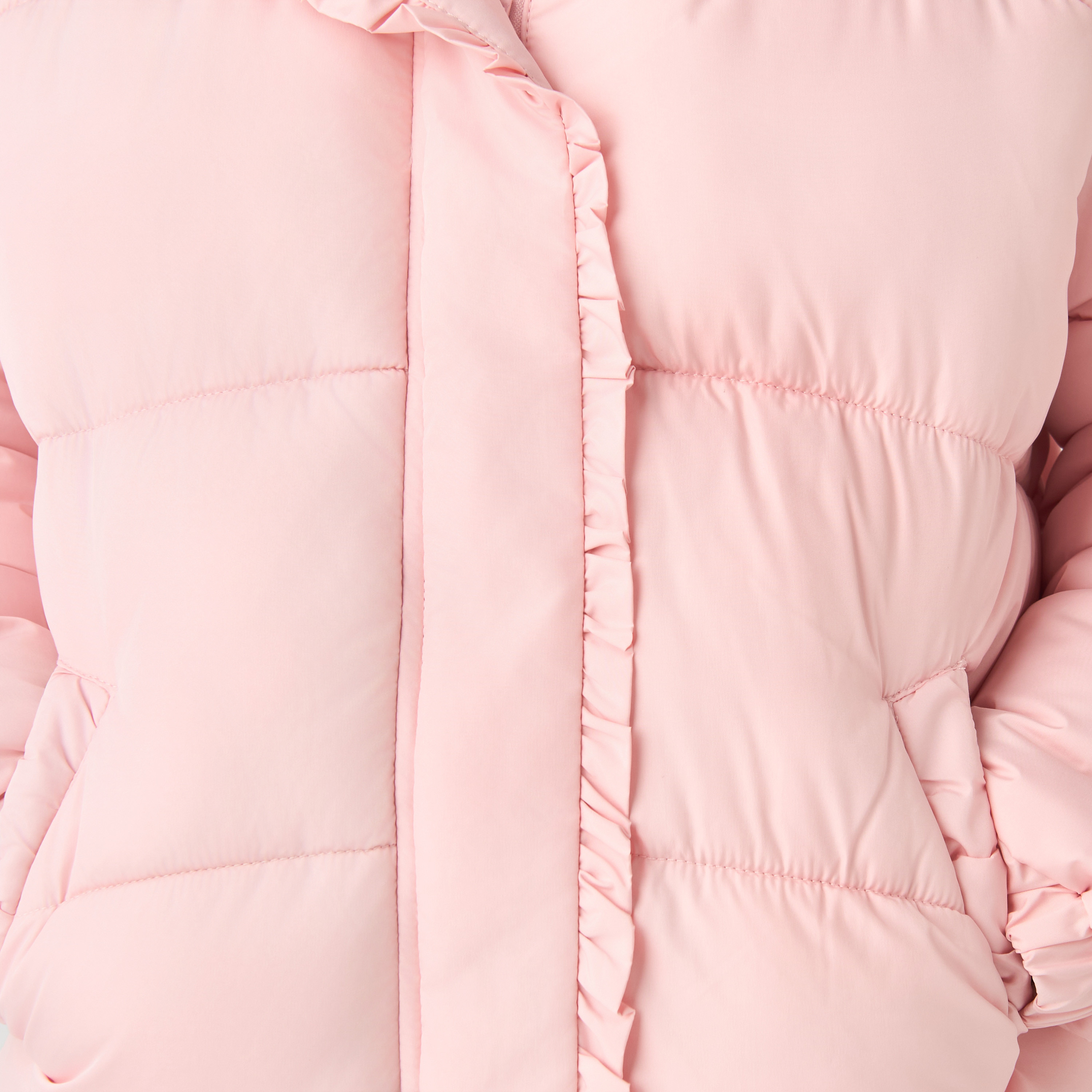 Juniors Hooded Puffer Jacket with Long Sleeves-girls-clothing-winterwear-jacketsandcoats-image-5