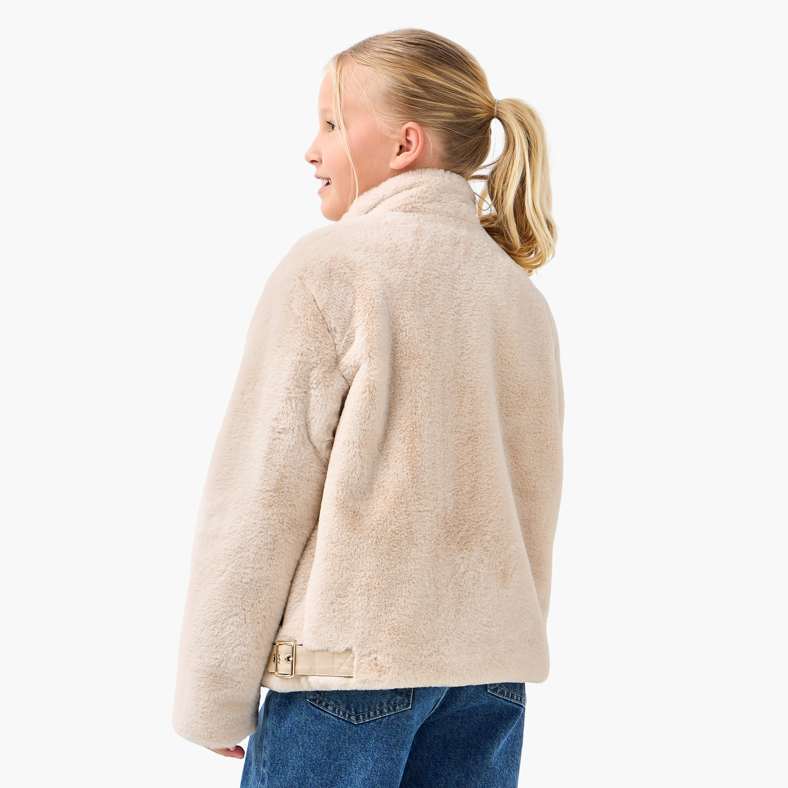 Juniors Plush Zip Through Jacket with Long Sleeves-girls-clothing-jacketsandcoats-image-3