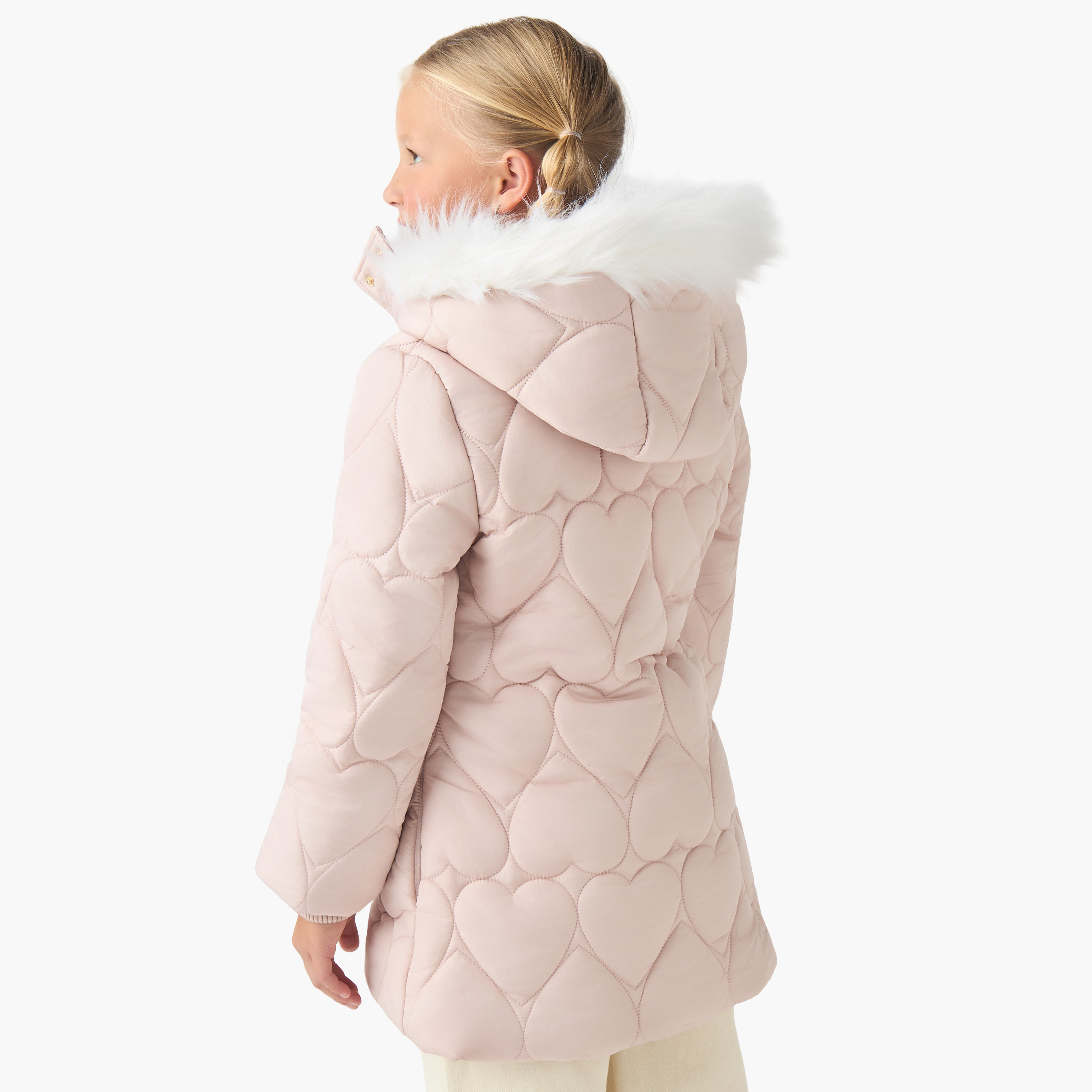 Juniors Hooded Belted Jacket with Long Sleeves-girls-clothing-winterwear-jacketsandcoats-image-3