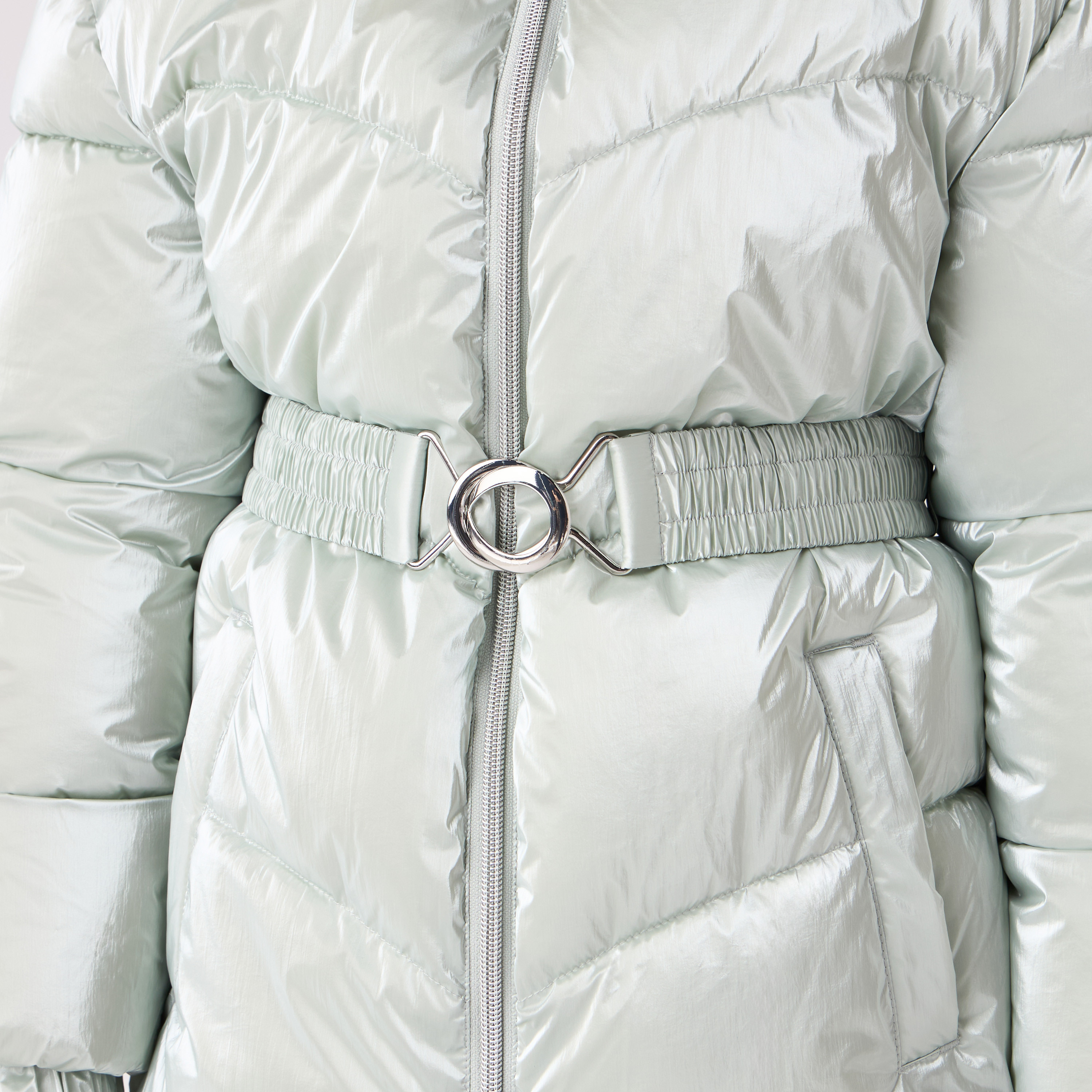 Juniors Belted Puffer Jacket with Hood and Zip Closure-girls-clothing-winterwear-jacketsandcoats-image-5