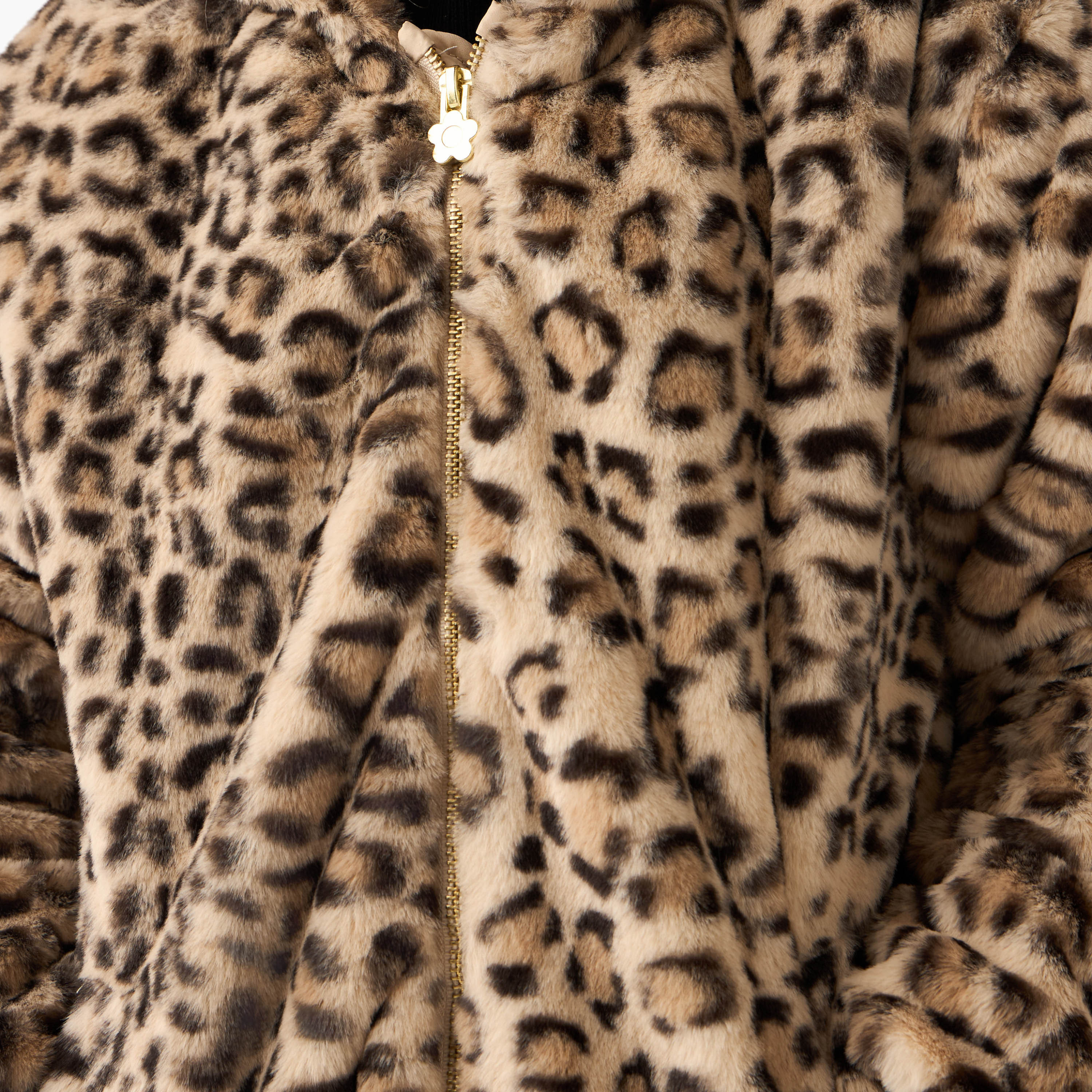 Juniors Animal Print Hooded Jacket with Long Sleeves-girls-clothing-winterwear-jacketsandcoats-image-5