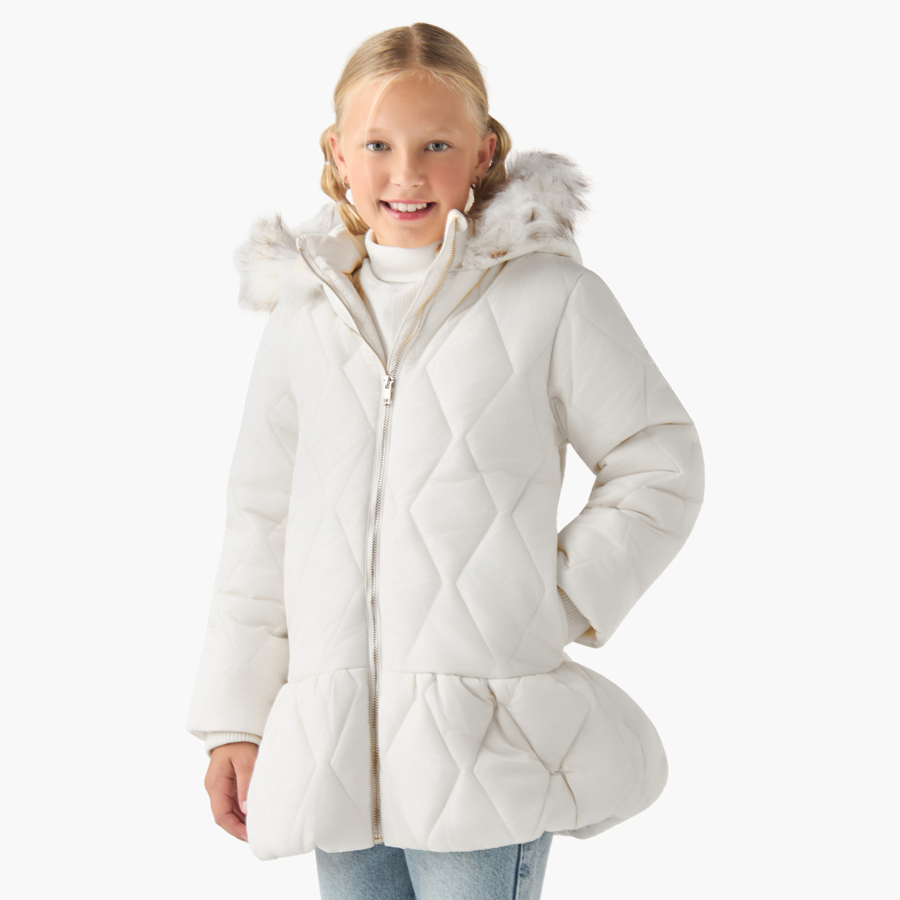 Juniors Hooded Jacket with Long Sleeves-girls-clothing-jacketsandcoats-image-1