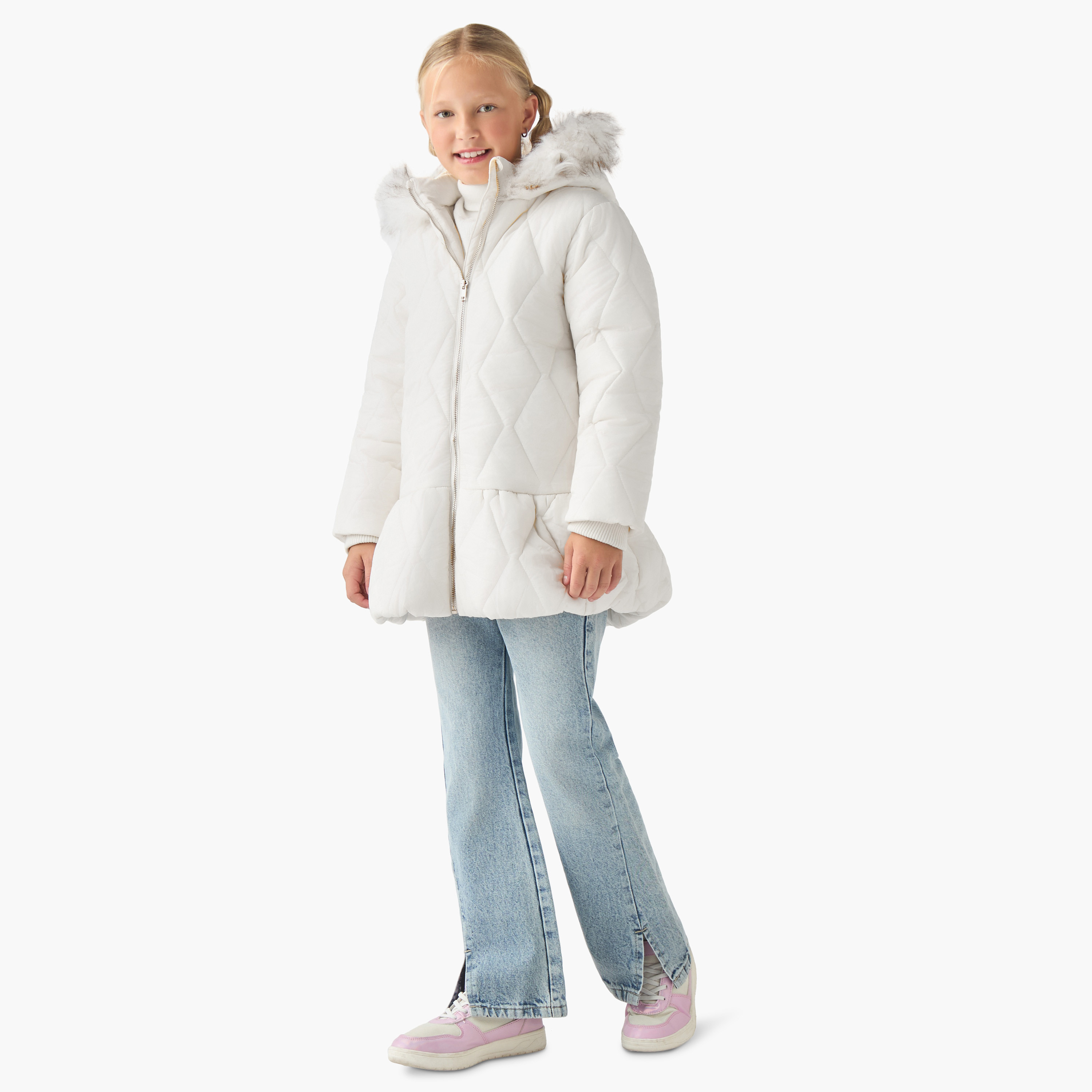 Juniors Hooded Jacket with Long Sleeves-girls-clothing-jacketsandcoats-image-2
