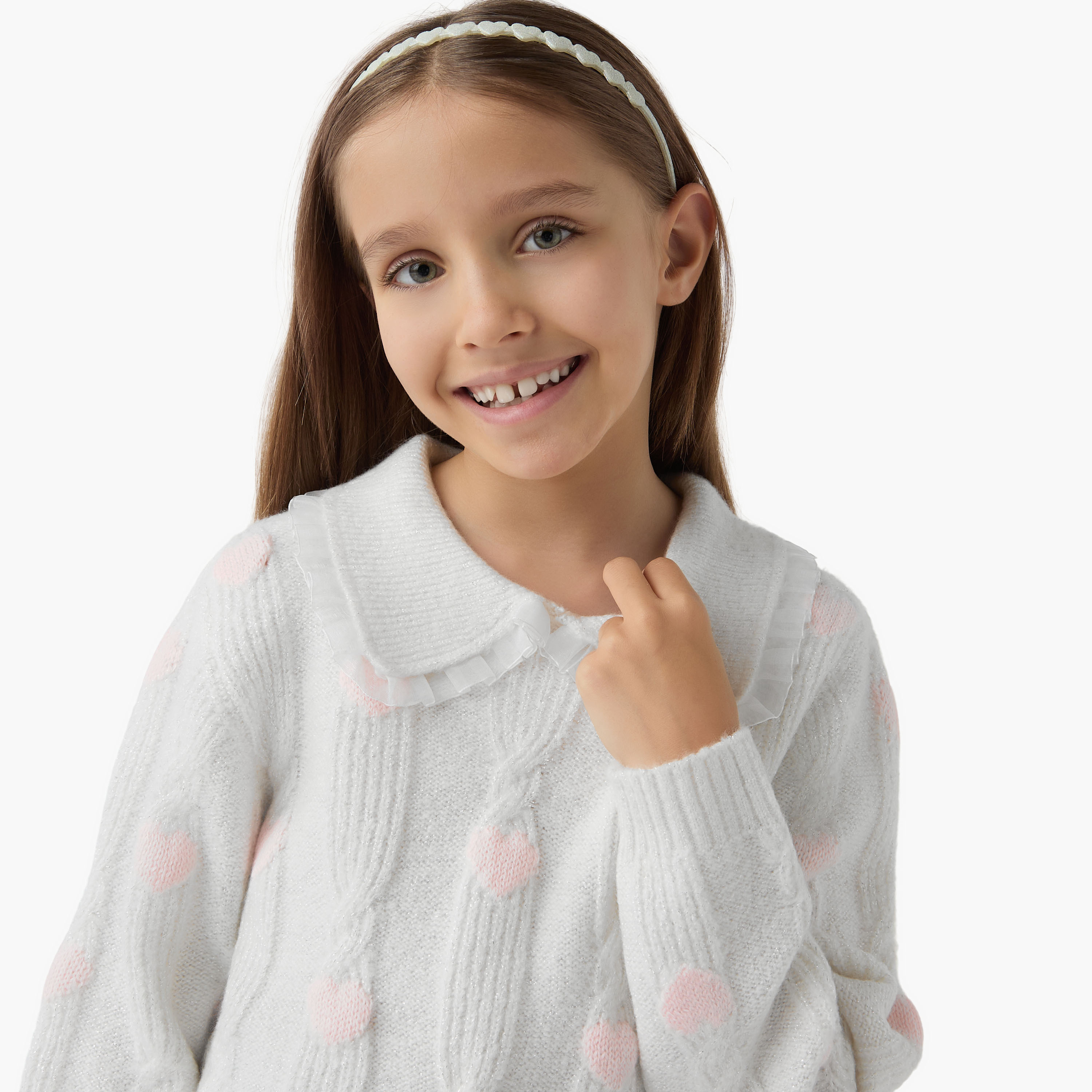 Juniors Textured Sweater with Collar-girls-clothing-winterwear-jumpersandcardigans-image-4