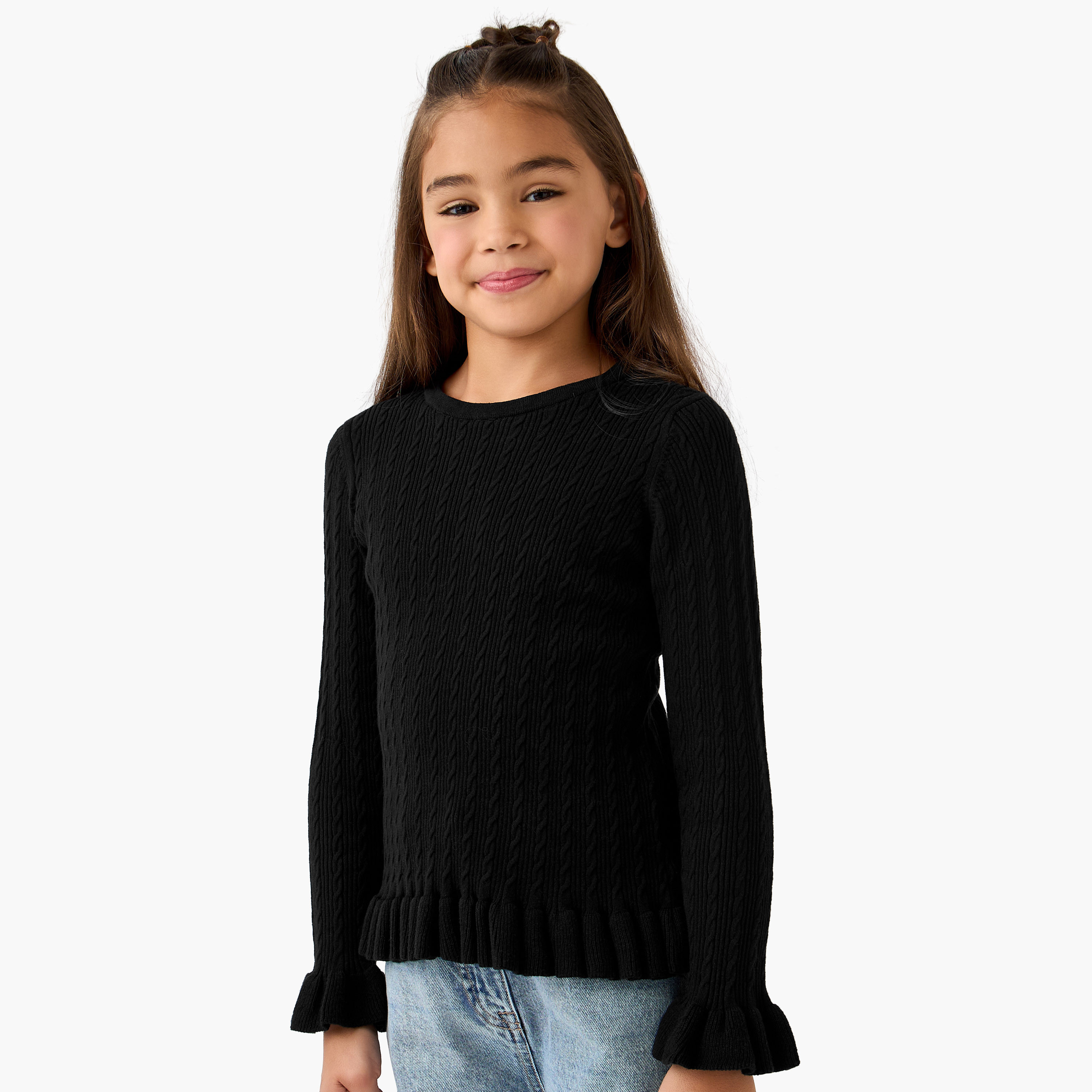 كنزة بتفاصيل كشكش - بأكمام طويلة للبنات من جونيورز-girls-clothing-winterwear-jumpersandcardigans-image-5