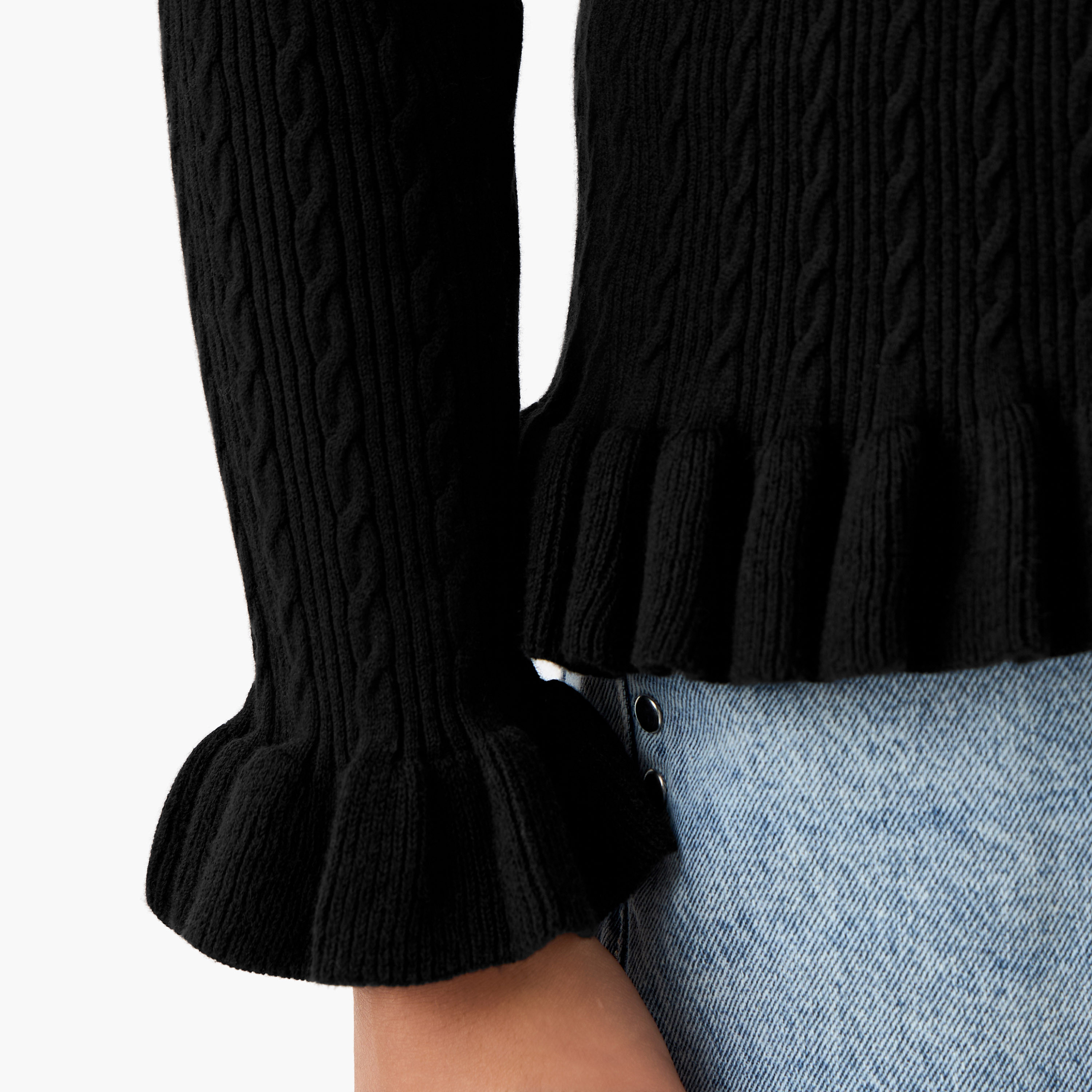 كنزة بتفاصيل كشكش - بأكمام طويلة للبنات من جونيورز-girls-clothing-winterwear-jumpersandcardigans-image-1