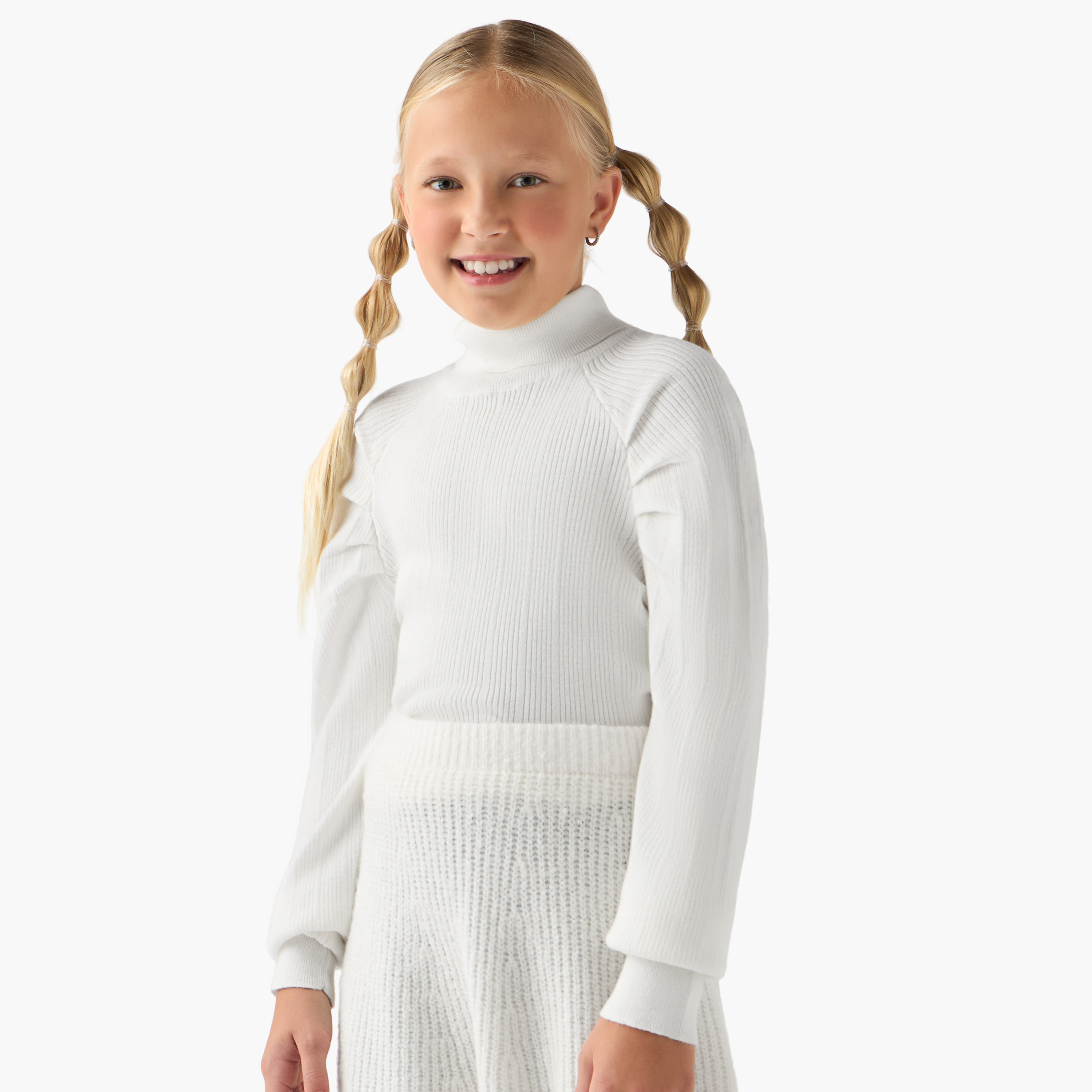 Juniors Textured Turtleneck Pullover with Long Sleeves-girls-clothing-winterwear-jumpersandcardigans-image-1