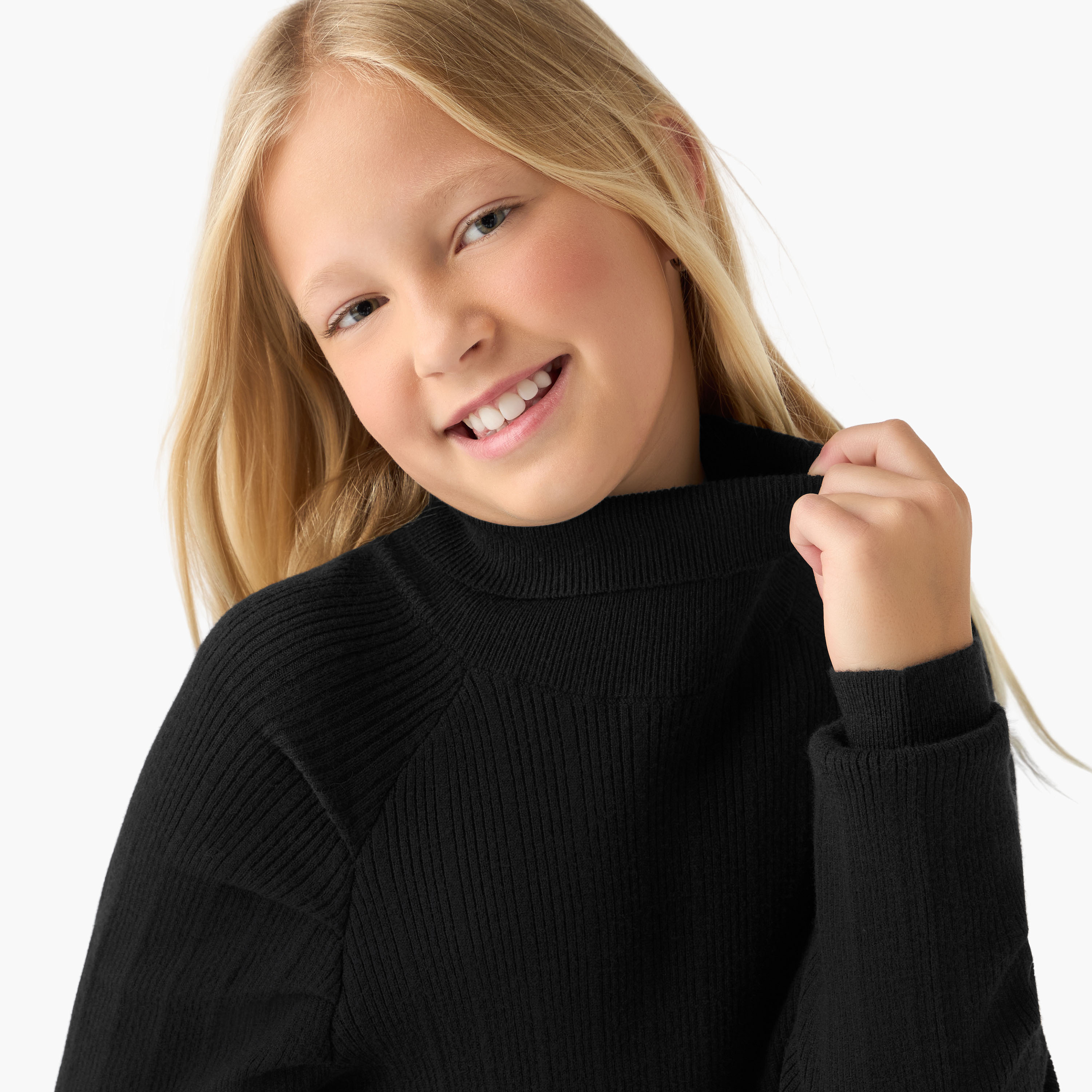 Juniors Textured Turtleneck Pullover with Long Sleeves-girls-clothing-winterwear-jumpersandcardigans-image-4