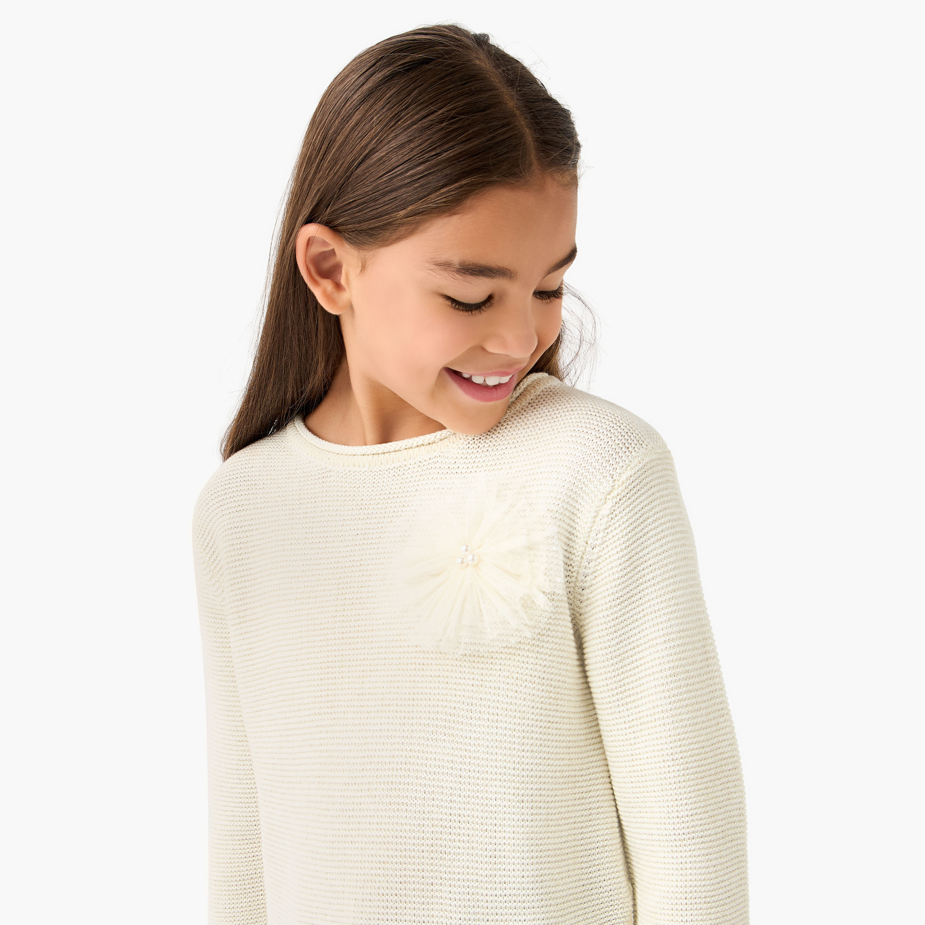 بلوفر بأكمام طويلة وتفاصيل دانتيل من جونيورز-girls-clothing-winterwear-jumpersandcardigans-image-4