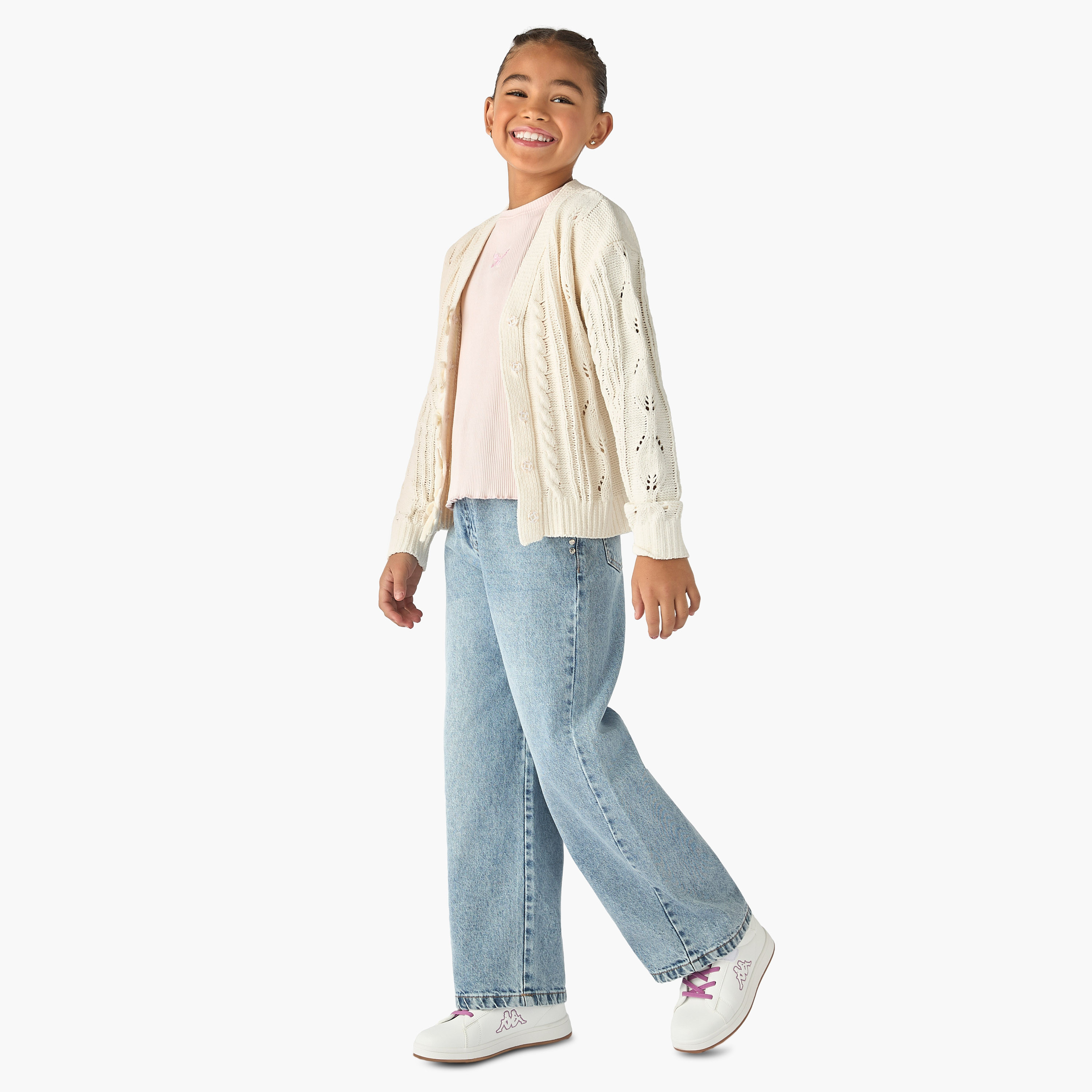 Juniors Cable Knit Cardigan with Long Sleeves-girls-clothing-winterwear-jumpersandcardigans-image-2