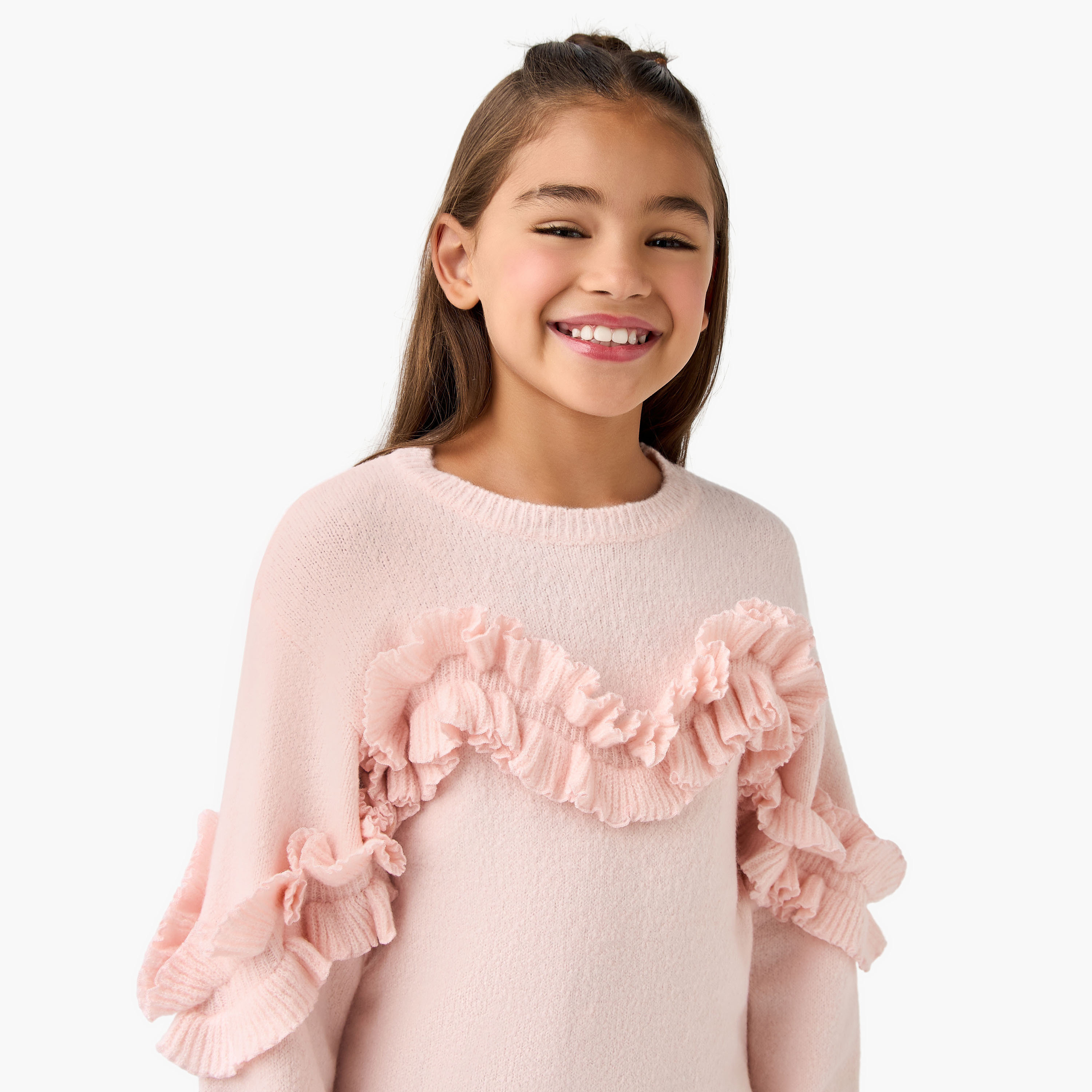 كنزة بتفاصيل كشكش من جونيورز-girls-clothing-winterwear-jumpersandcardigans-image-2