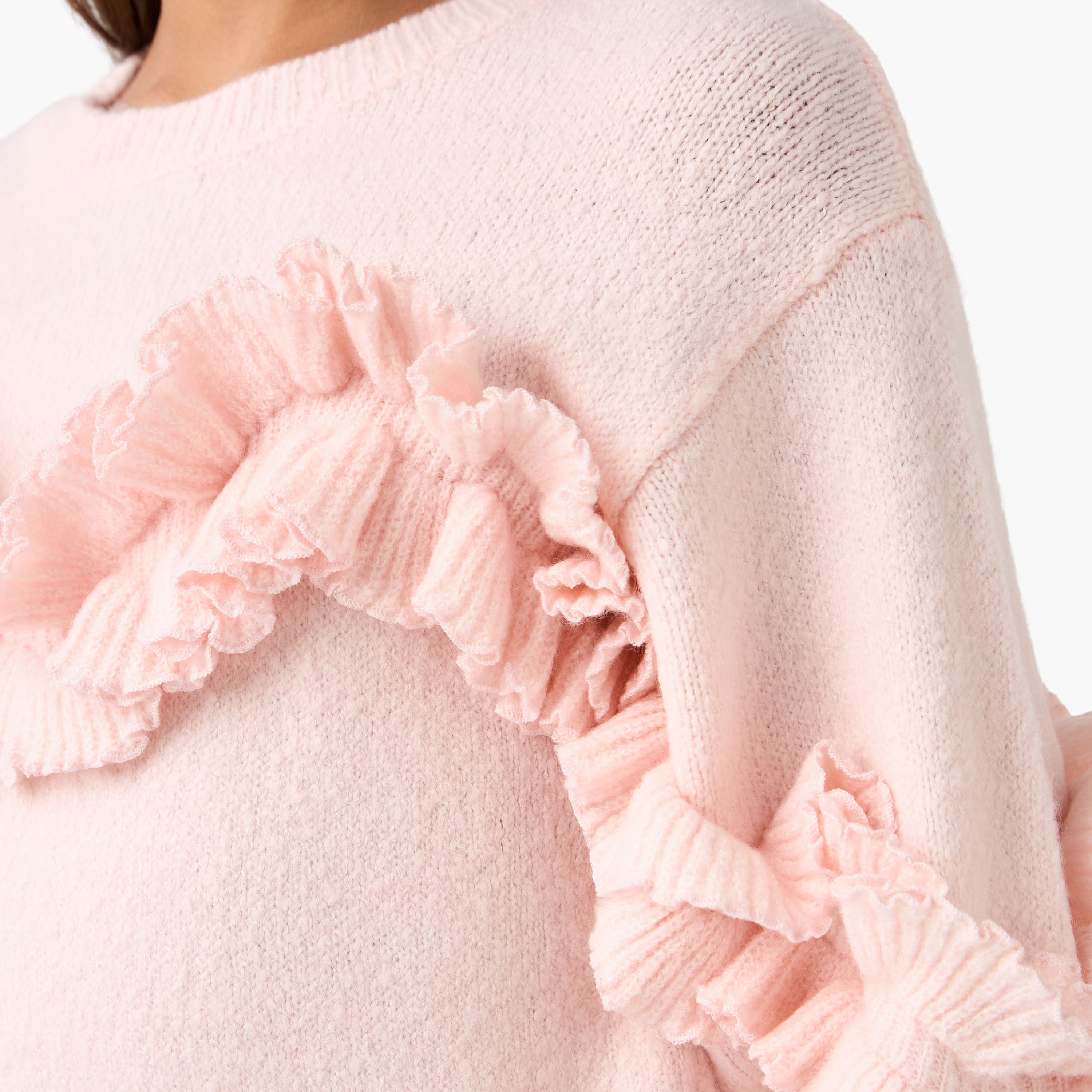 كنزة بتفاصيل كشكش من جونيورز-girls-clothing-winterwear-jumpersandcardigans-image-1