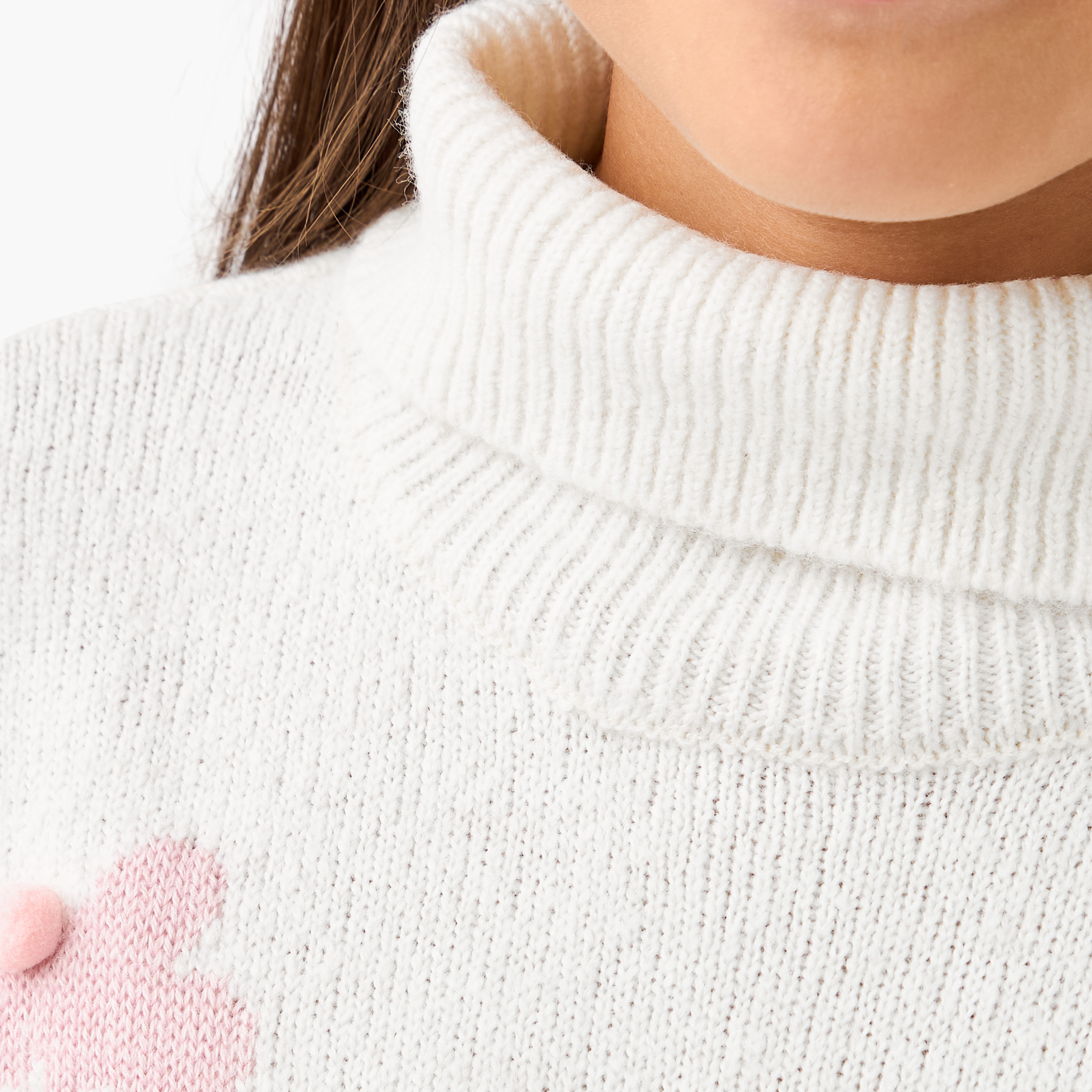 Juniors Floral Print Pullover with Turtleneck and Long Sleeves-girls-clothing-winterwear-jumpersandcardigans-image-5