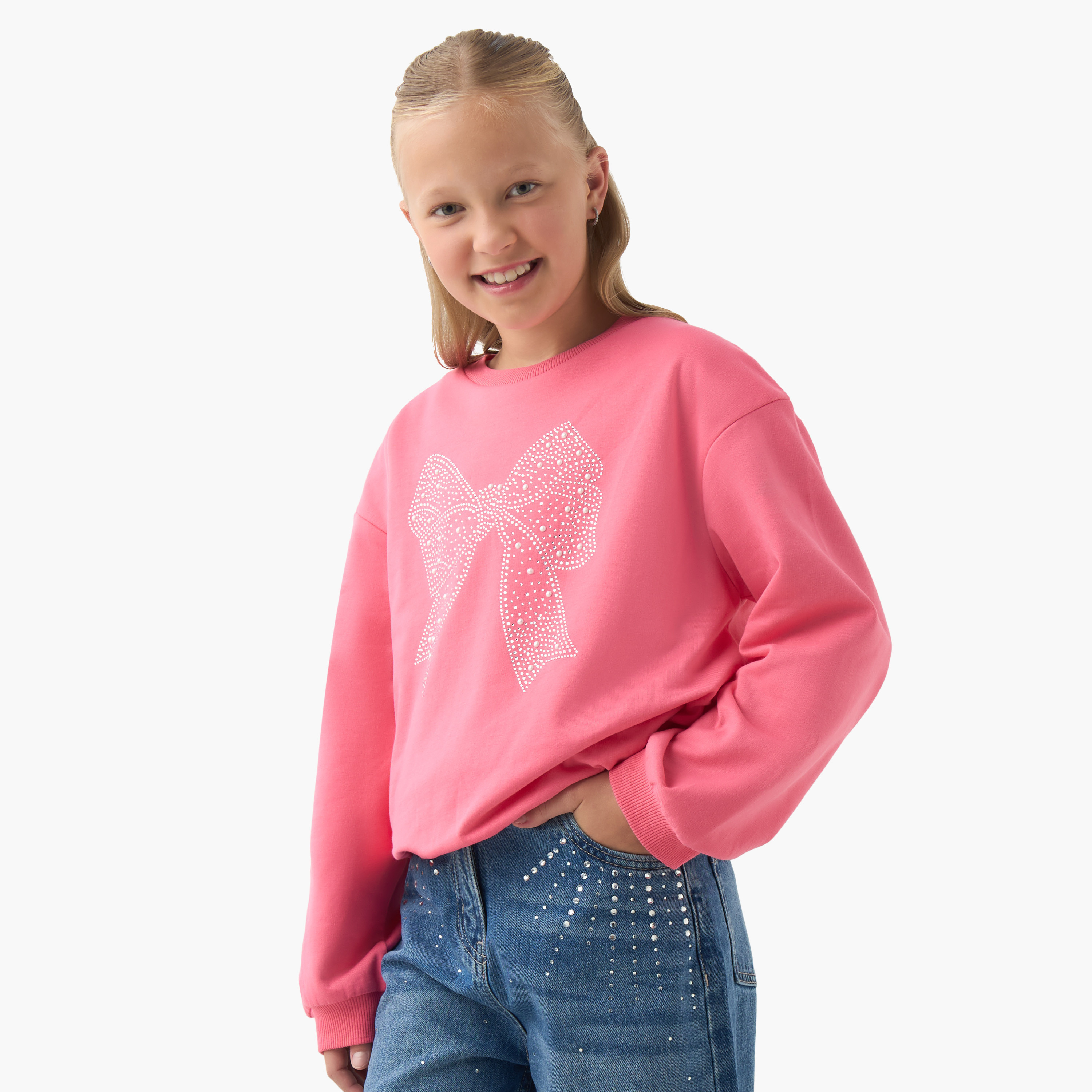 Juniors Embellished Pullover with Long Sleeves-girls-clothing-winterwear-sweatshirts-image-1