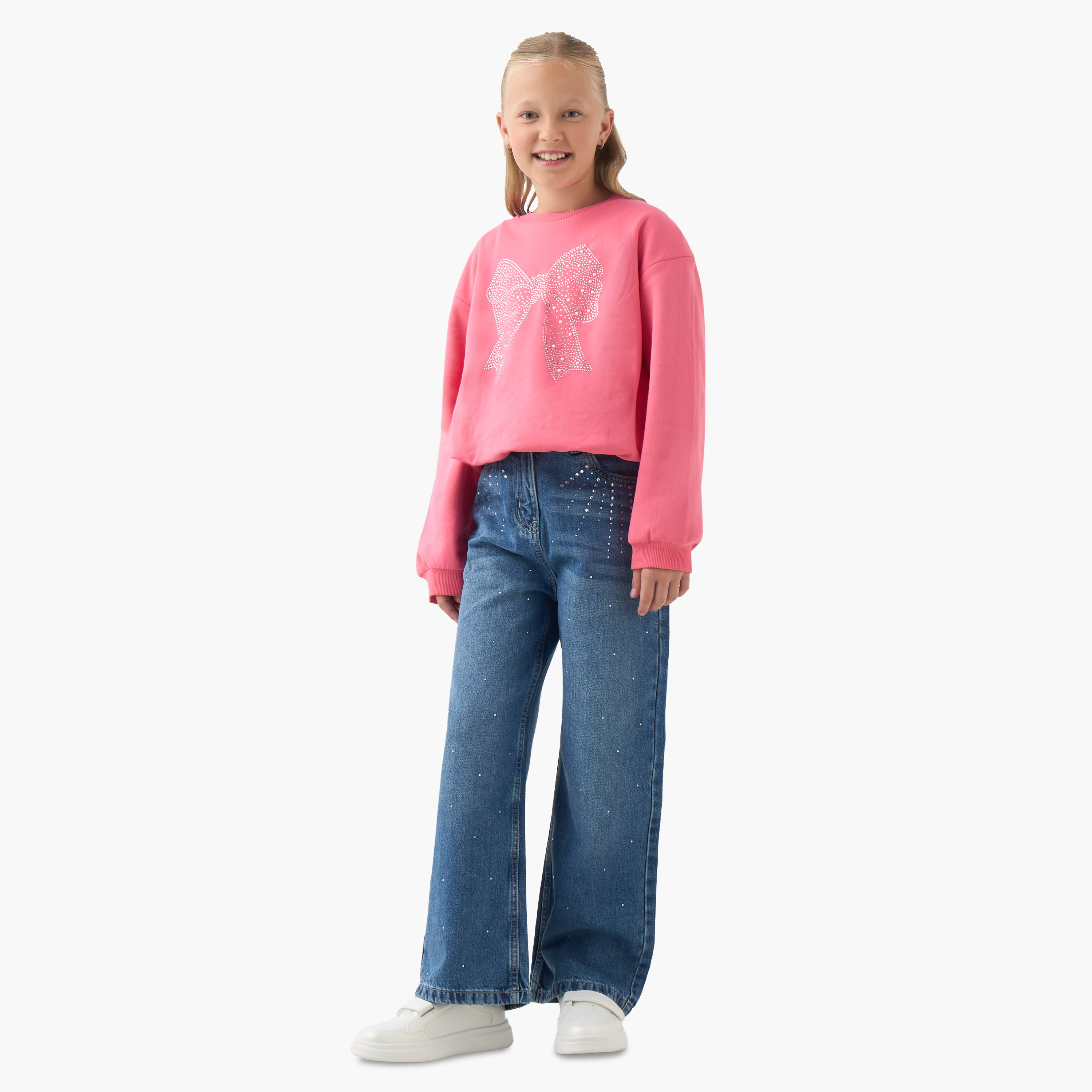 Juniors Embellished Pullover with Long Sleeves-girls-clothing-winterwear-sweatshirts-image-2
