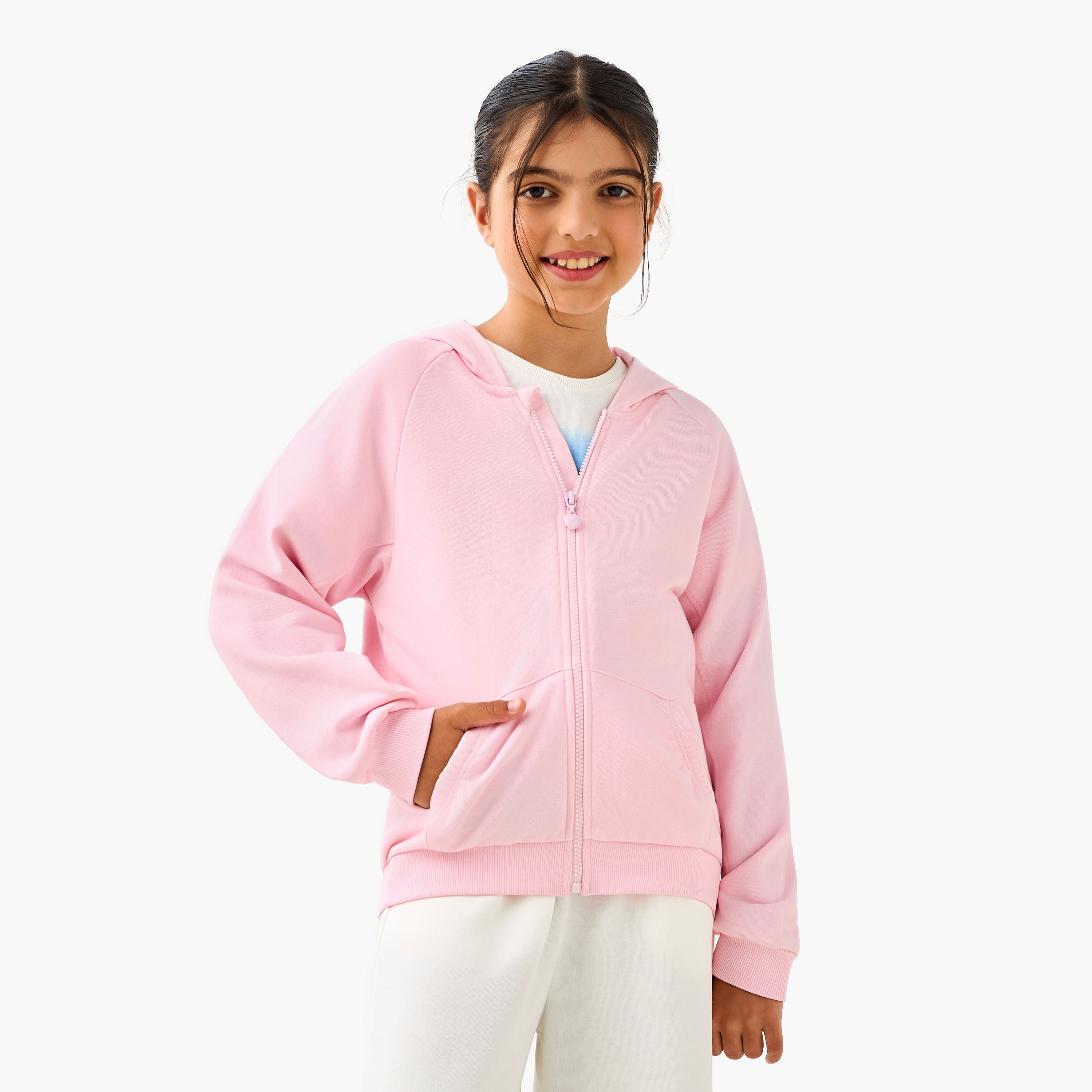 هودي سادة بأكمام طويلة وسحاب من جونيورز-girls-clothing-schoolwear-jacketsandcoats-image-5