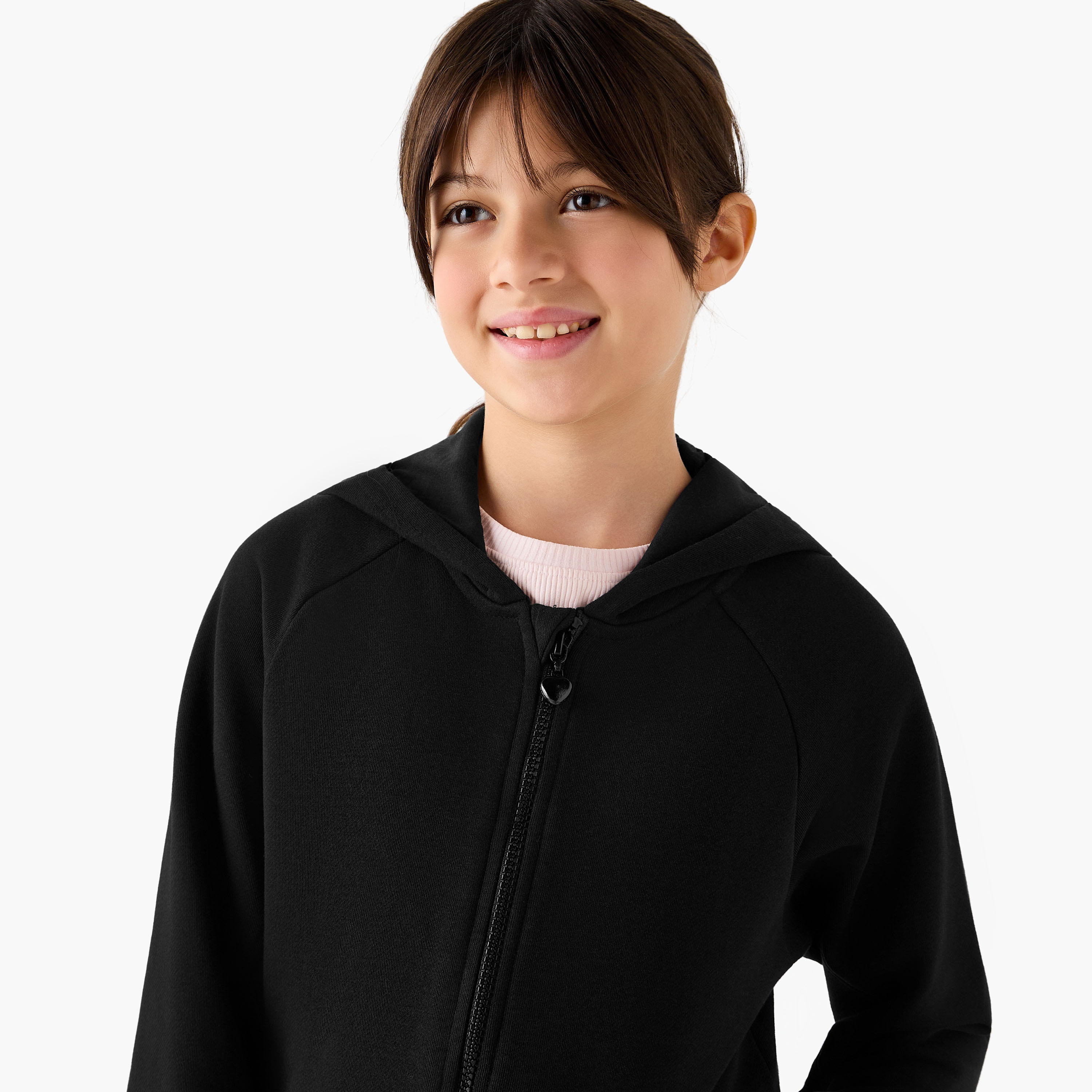 Juniors Solid Zip-Through Hoodie with Long Sleeves-girls-clothing-schoolwear-jacketsandcoats-image-4
