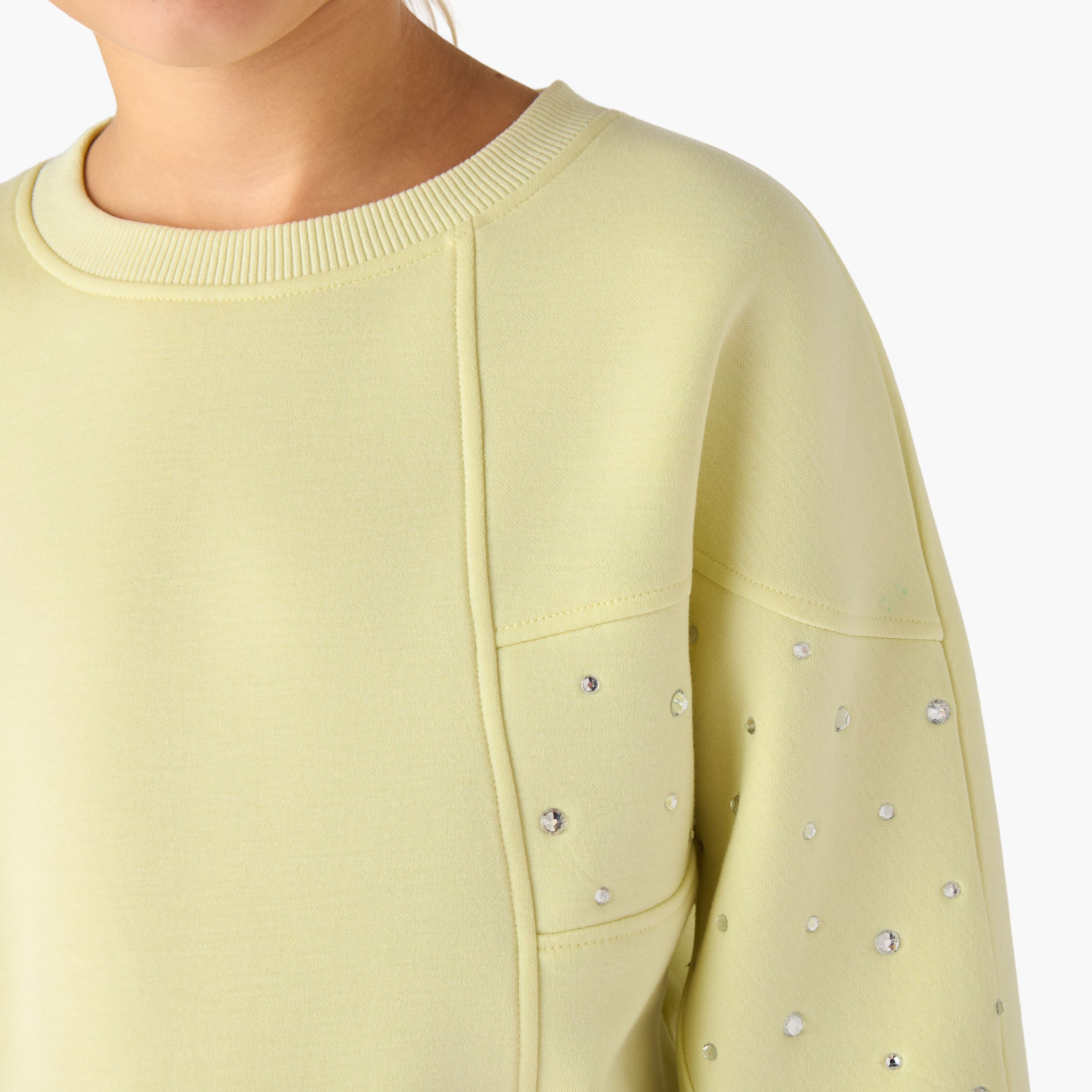 Juniors Embellished Sweatshirt with Long Sleeves-girls-clothing-winterwear-sweatshirts-image-5