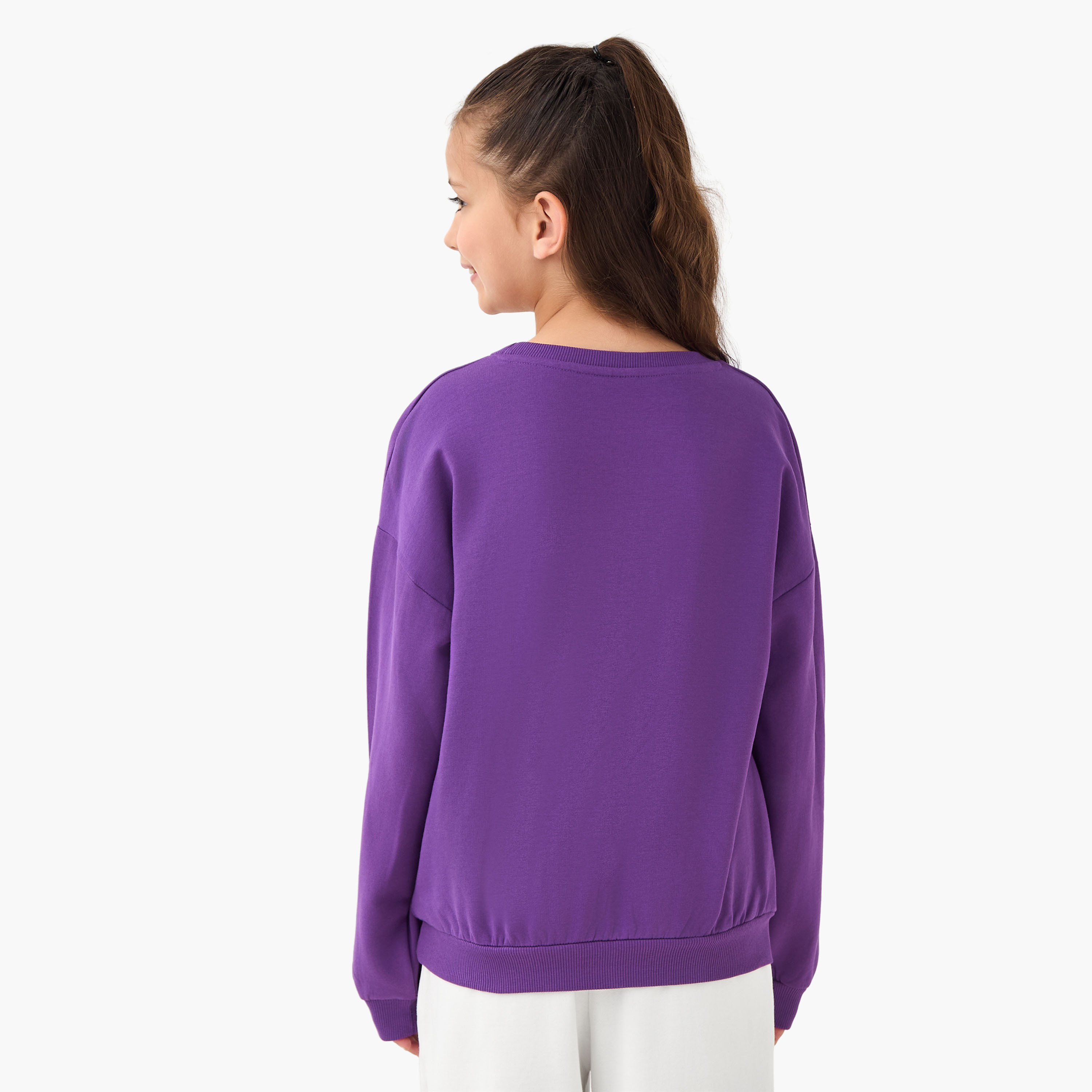 Juniors Sequin Embellished Sweatshirt with Long Sleeves-girls-clothing-winterwear-sweatshirts-image-3