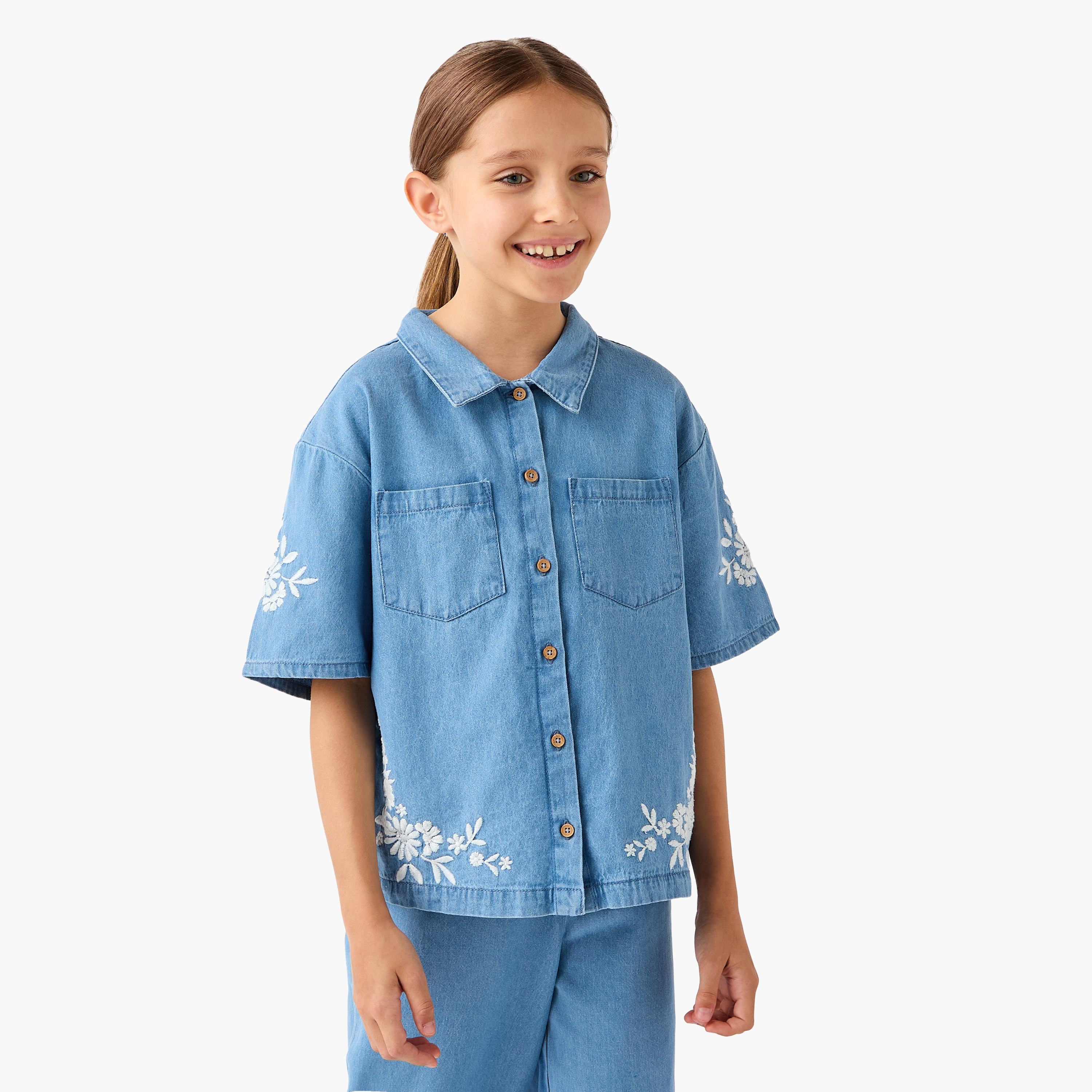 Juniors Embroidered Shirt and Pants Set-girls-clothing-setsandcoords-image-2