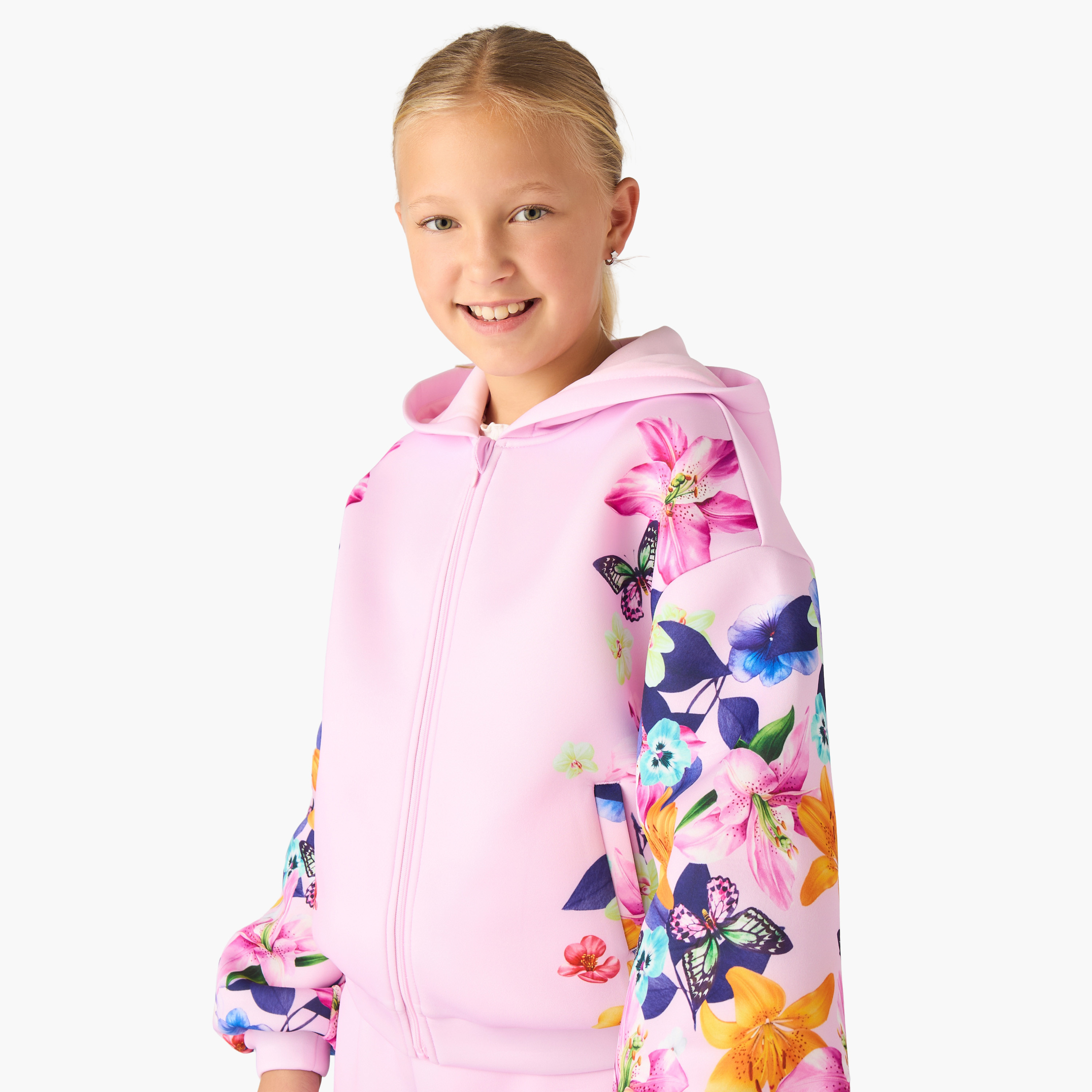 طقم بنطلون وسويت شيرت بطبعات زهور وقبعة وأكمام طويلة للبنات من جونيورز-girls-clothing-setsandcoords-image-4