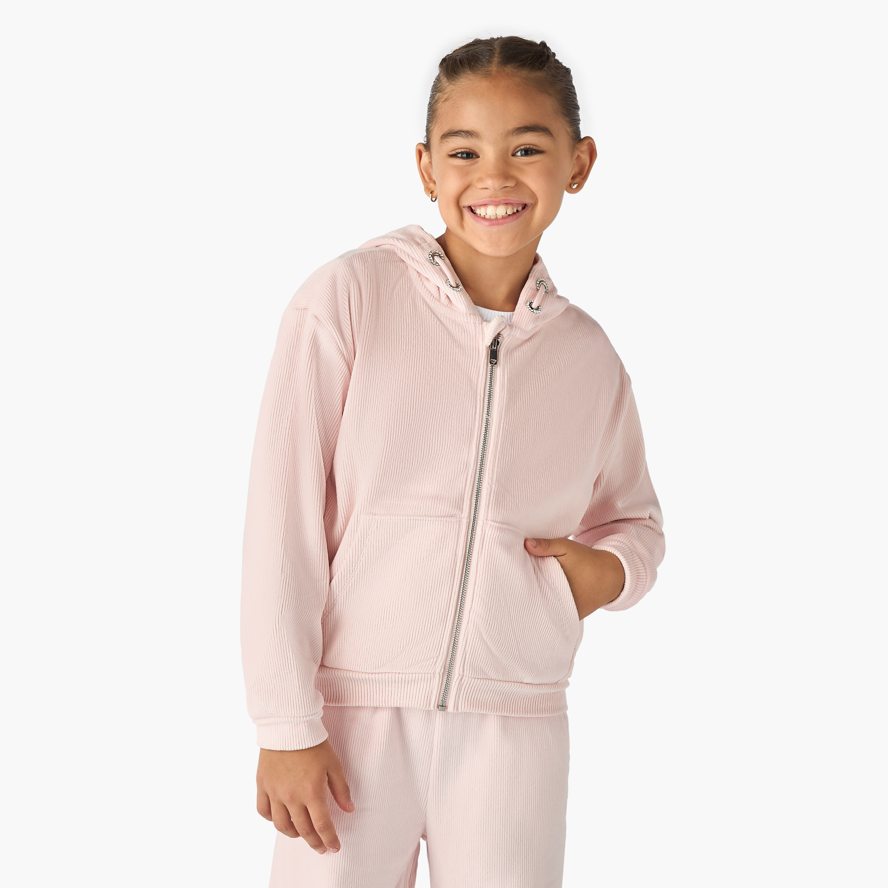 Juniors Ribbed Hooded Sweatshirt and Pants Set-girls-clothing-setsandcoords-image-2