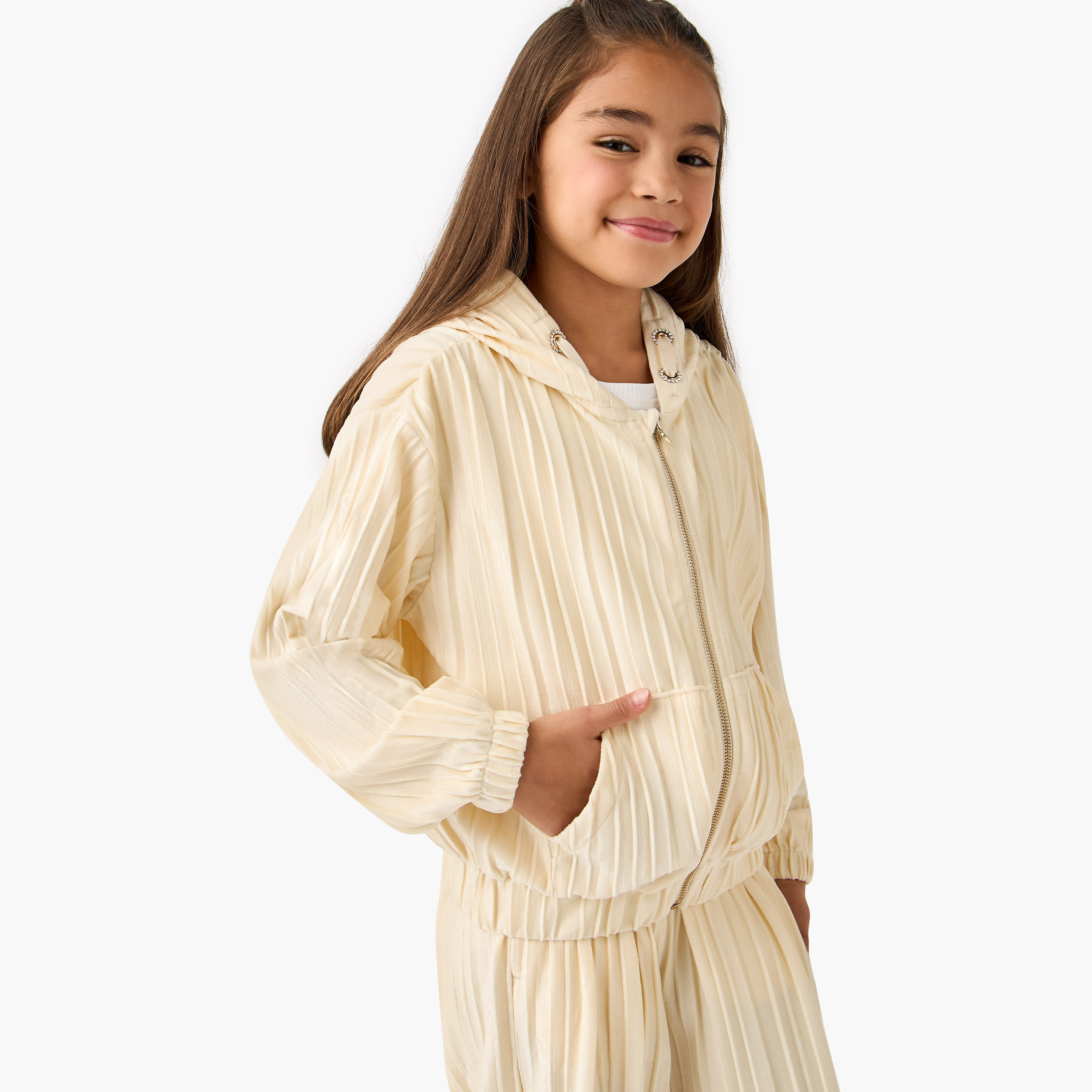 طقم بنطلون وجاكيت بارز الملمس بقبعة وسحاب من جونيورز-girls-clothing-setsandcoords-image-5
