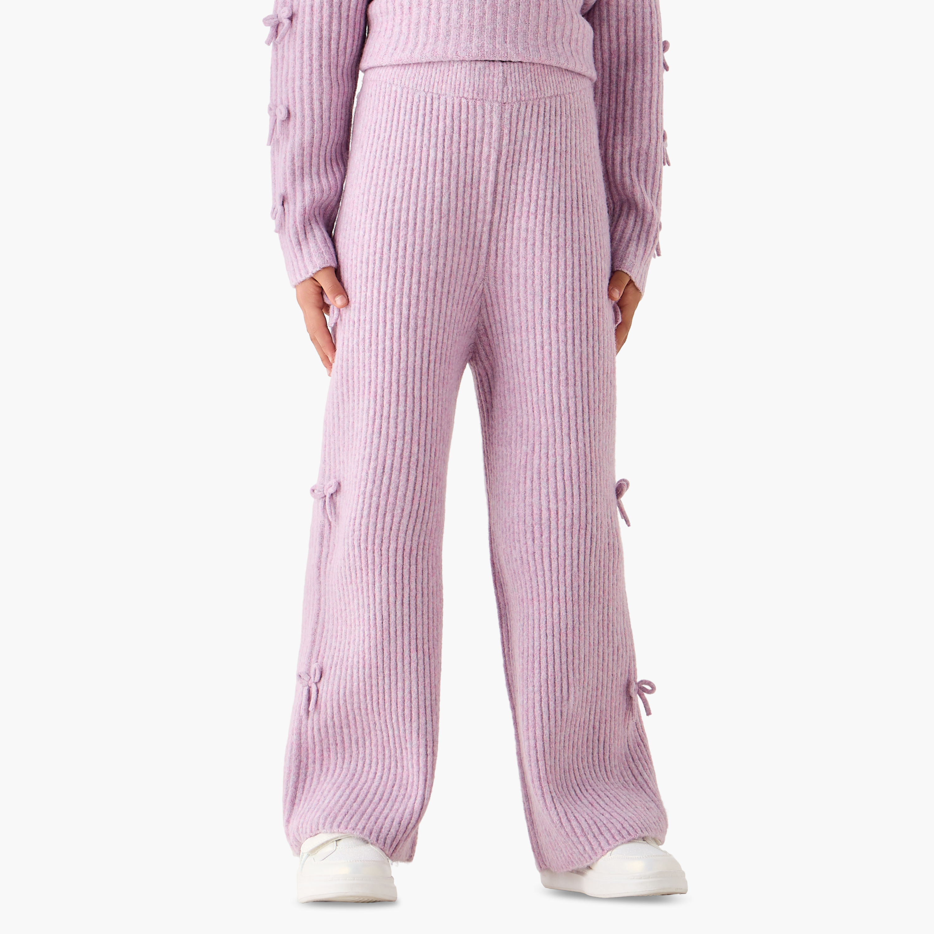 Juniors Girls T-shirt and Pants Set with Bow Detail - Long Sleeves - Turtle Neck-girls-clothing-setsandcoords-image-3