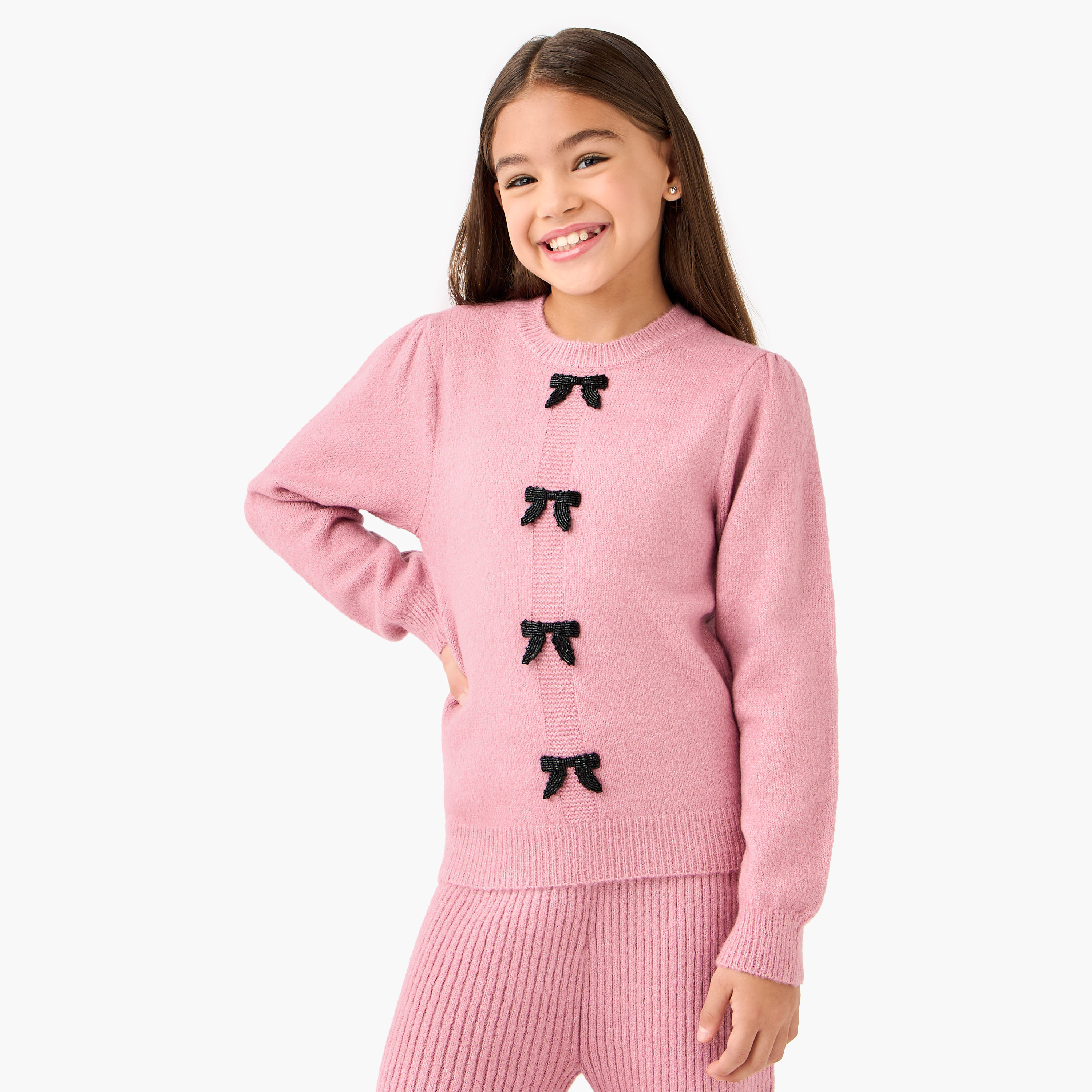 طقم كنزة بزينة فيونكة وبنطلون من جونيورز-girls-clothing-setsandcoords-image-5