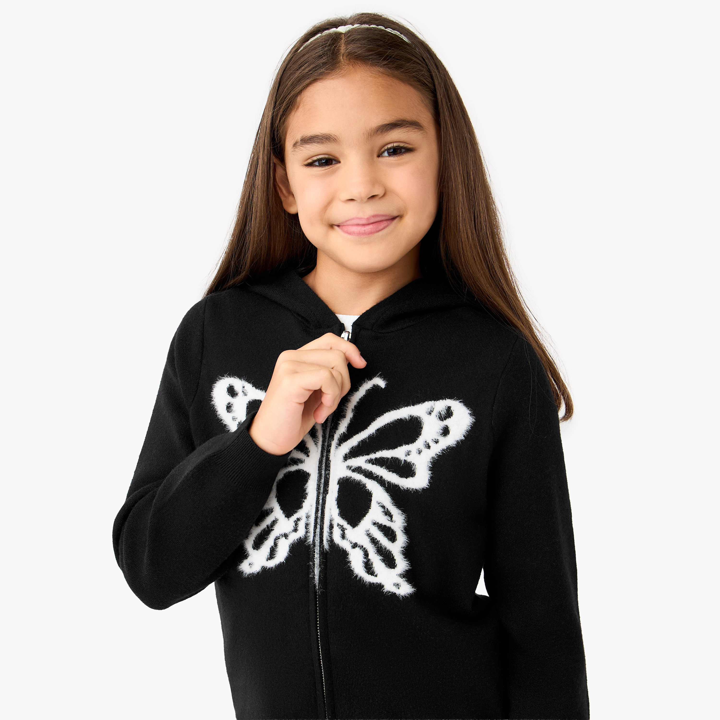Juniors Butterfly Print Zip Through Hoodie and Pants Set-girls-clothing-setsandcoords-image-5