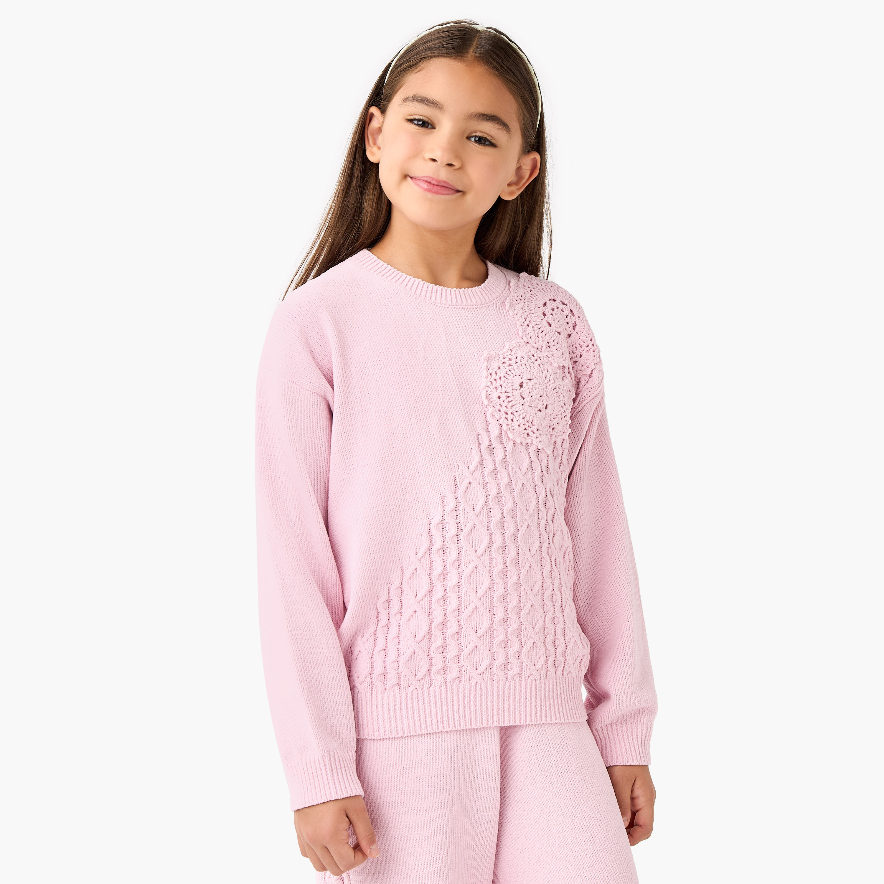 Juniors Crochet Detail Top and Pants Set-girls-clothing-setsandcoords-image-2