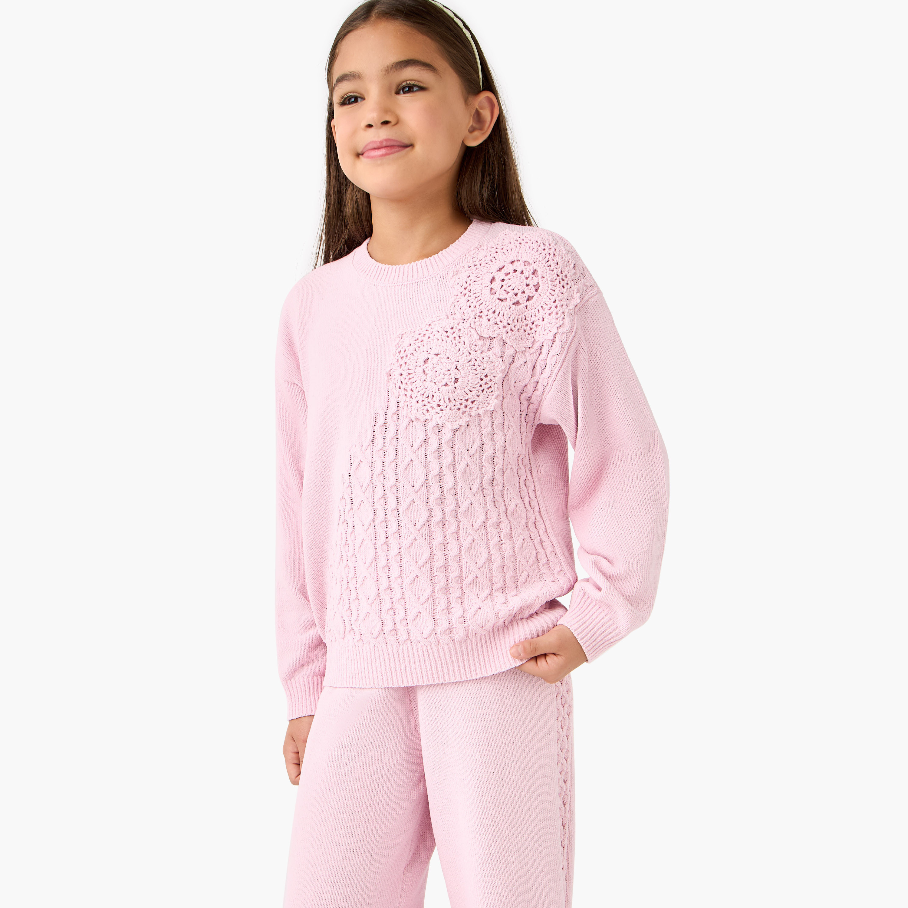 Juniors Crochet Detail Top and Pants Set-girls-clothing-setsandcoords-image-5