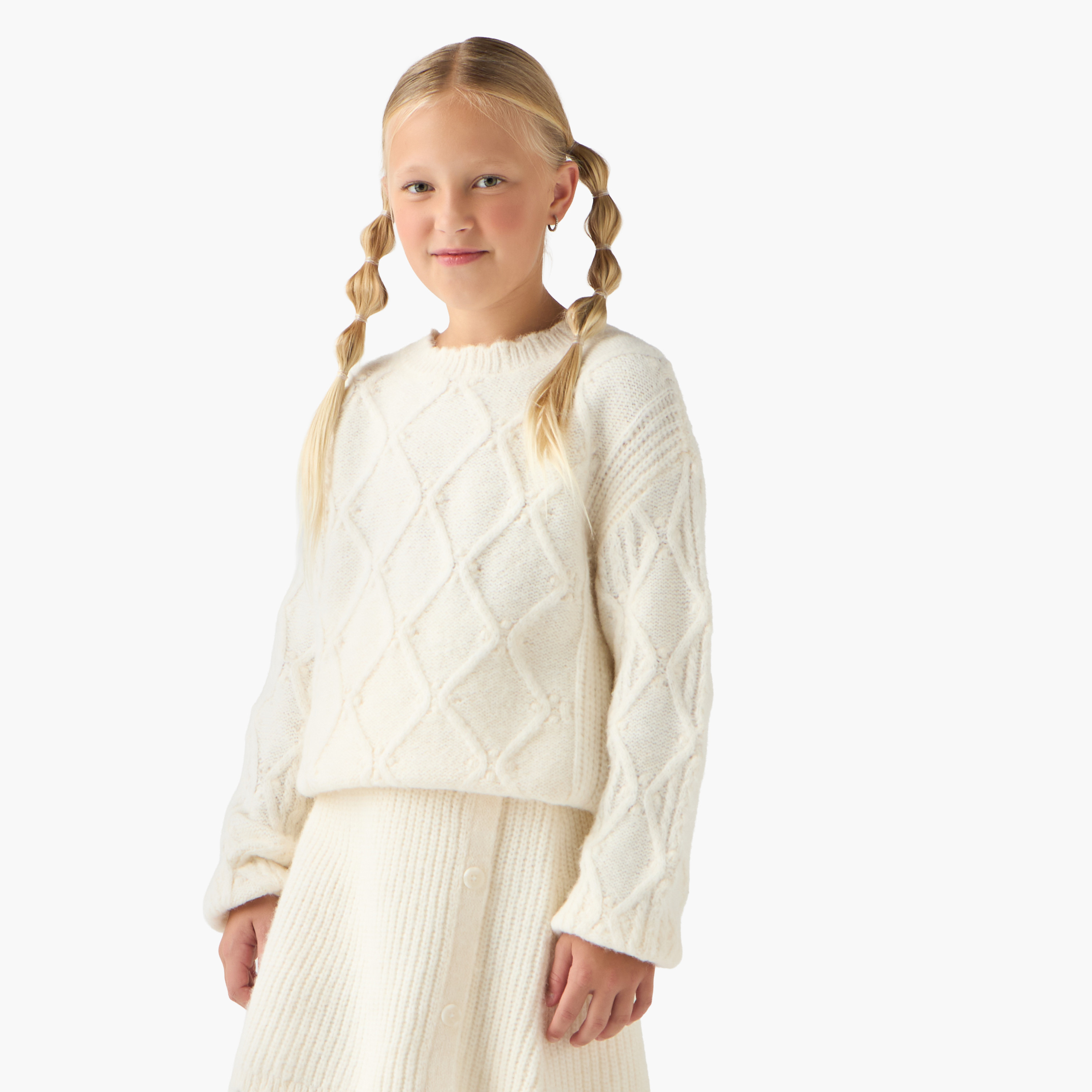 Juniors Crew Neck Long Sleeves Sweater and Skirt Set with Stockings-girls-clothing-setsandcoords-image-2