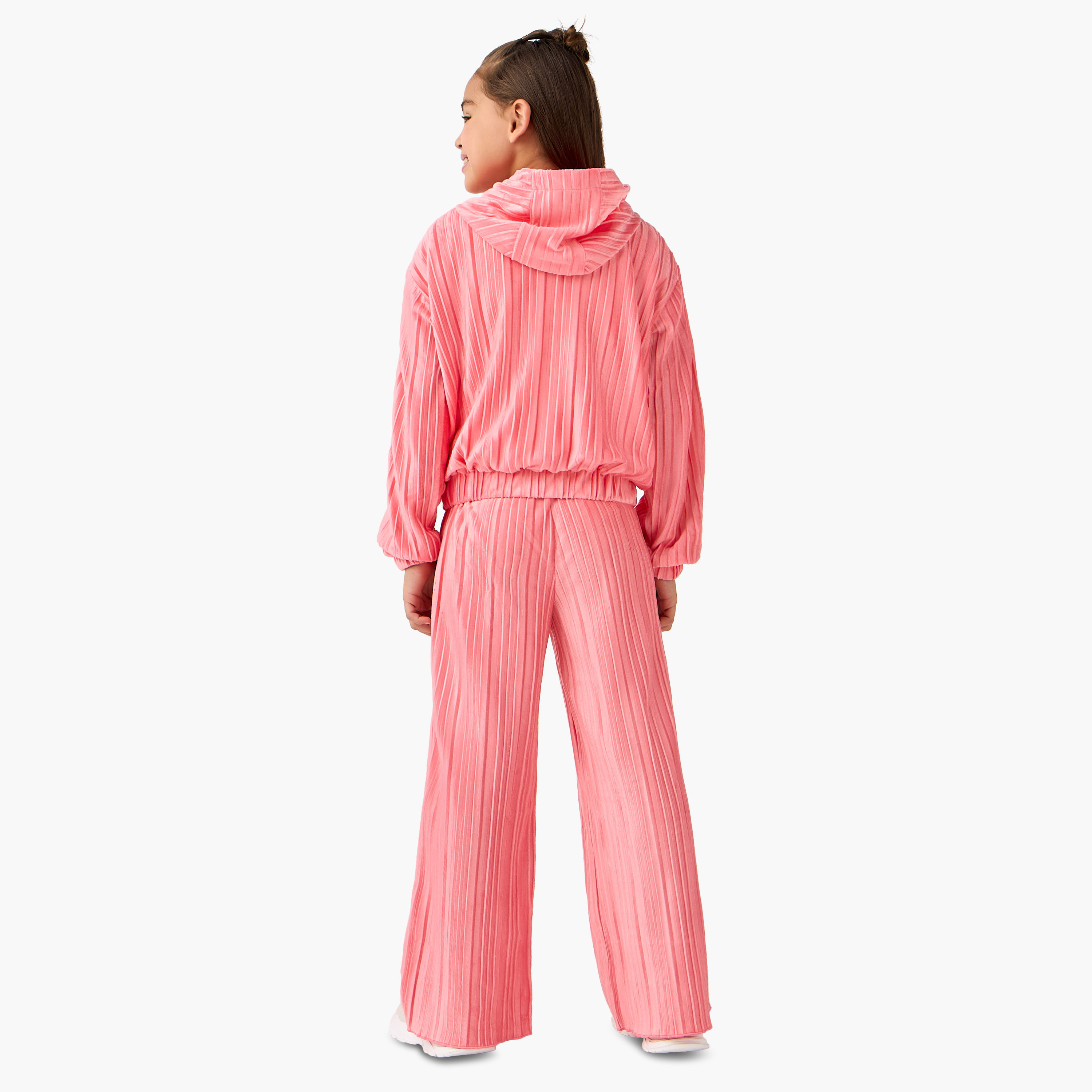 Juniors Pleated Hooded Sweatshirt and Track Pants Set-girls-clothing-setsandcoords-image-4