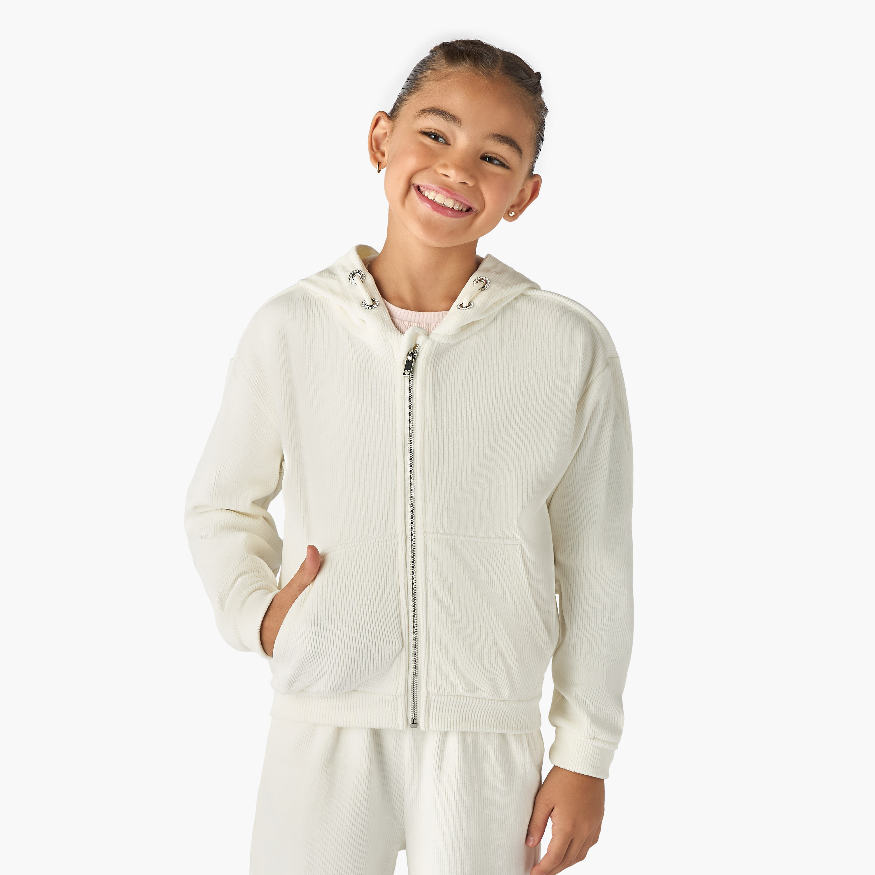 Juniors Ribbed Hooded Sweatshirt and Pants Set-girls-clothing-winterwear-setsandcoords-image-2