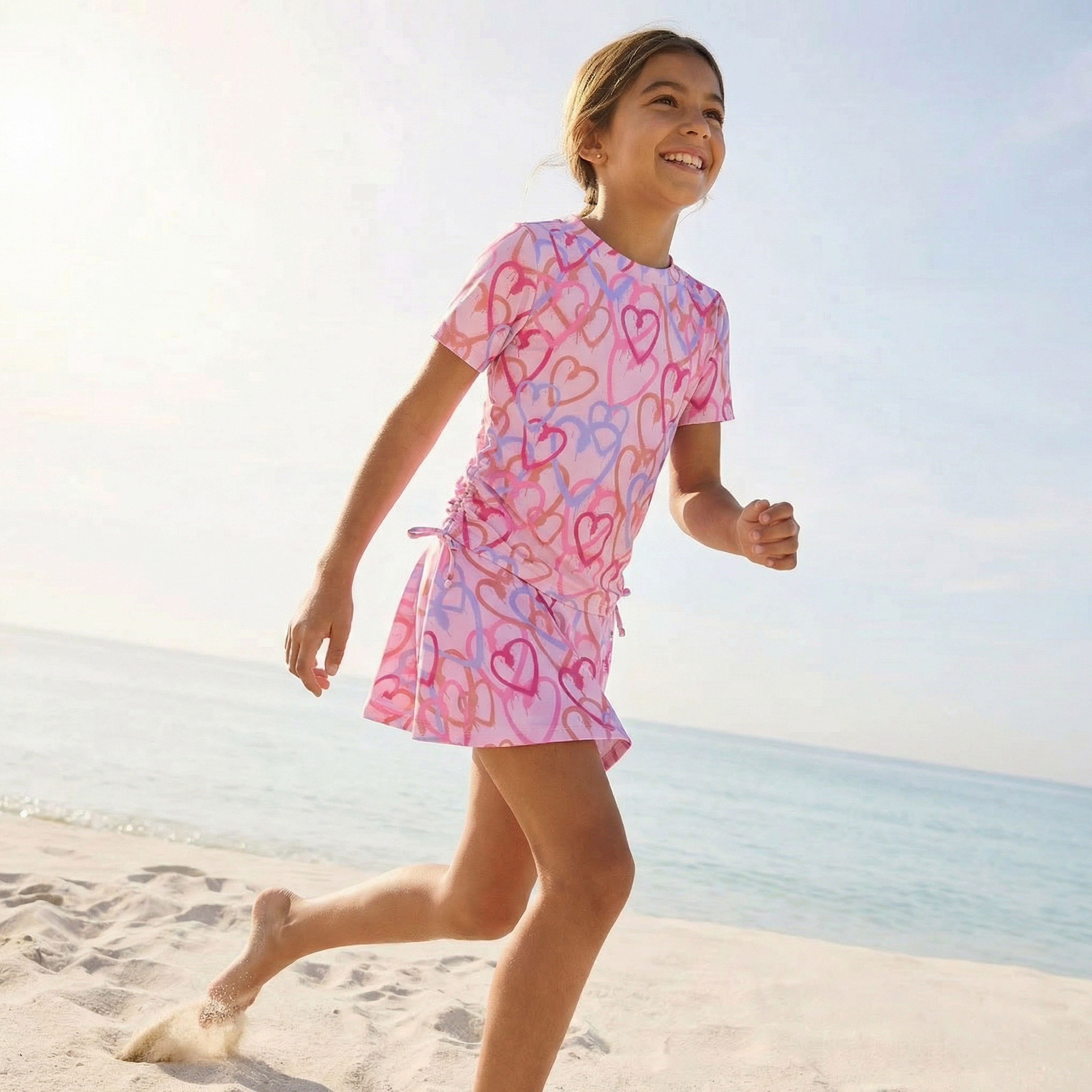 Juniors Heart Print Swimwear Set-girls-clothing-swimwear-image-6