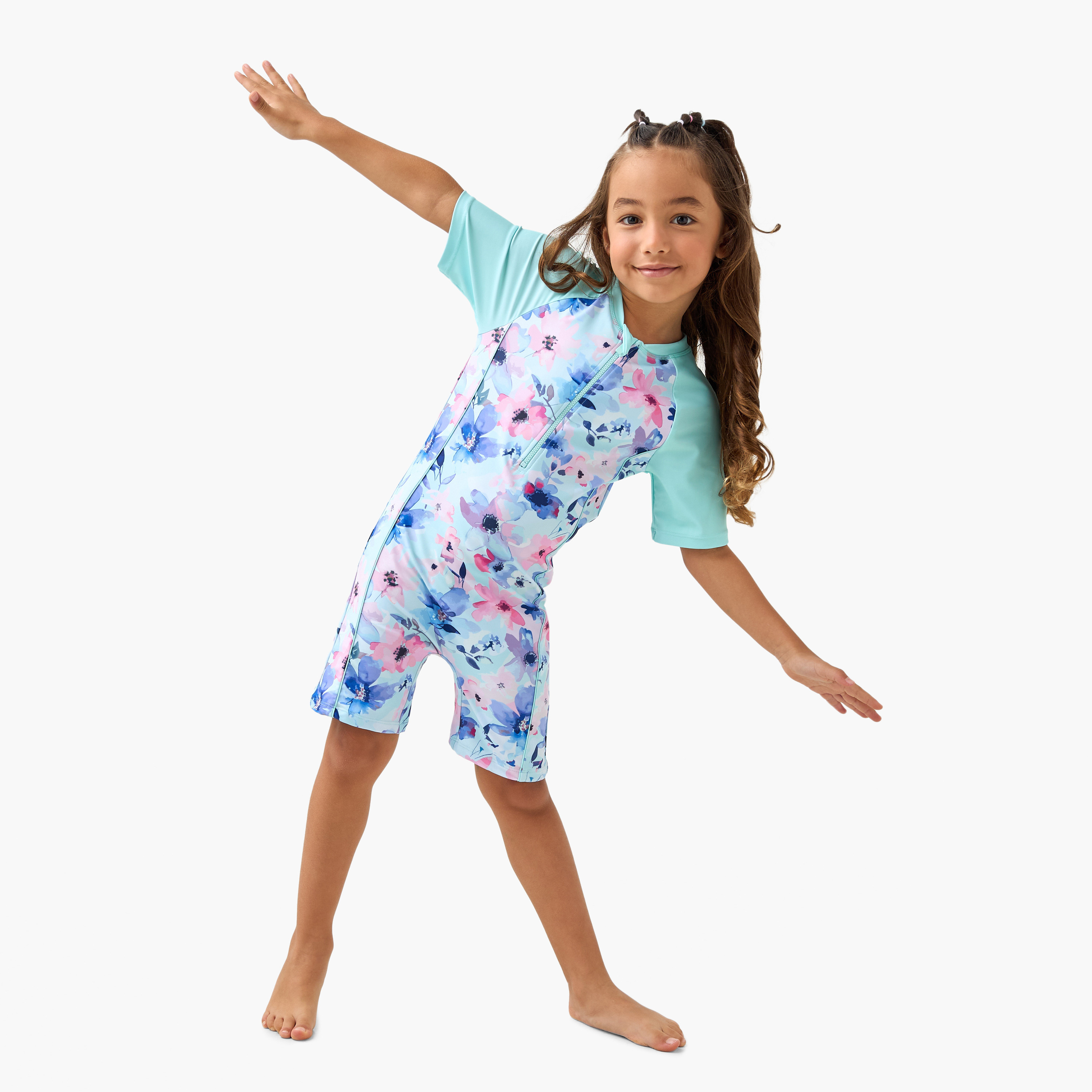 Juniors Floral Print Swimsuit with Zip Closure-girls-clothing-sportswear-swimwear-image-2