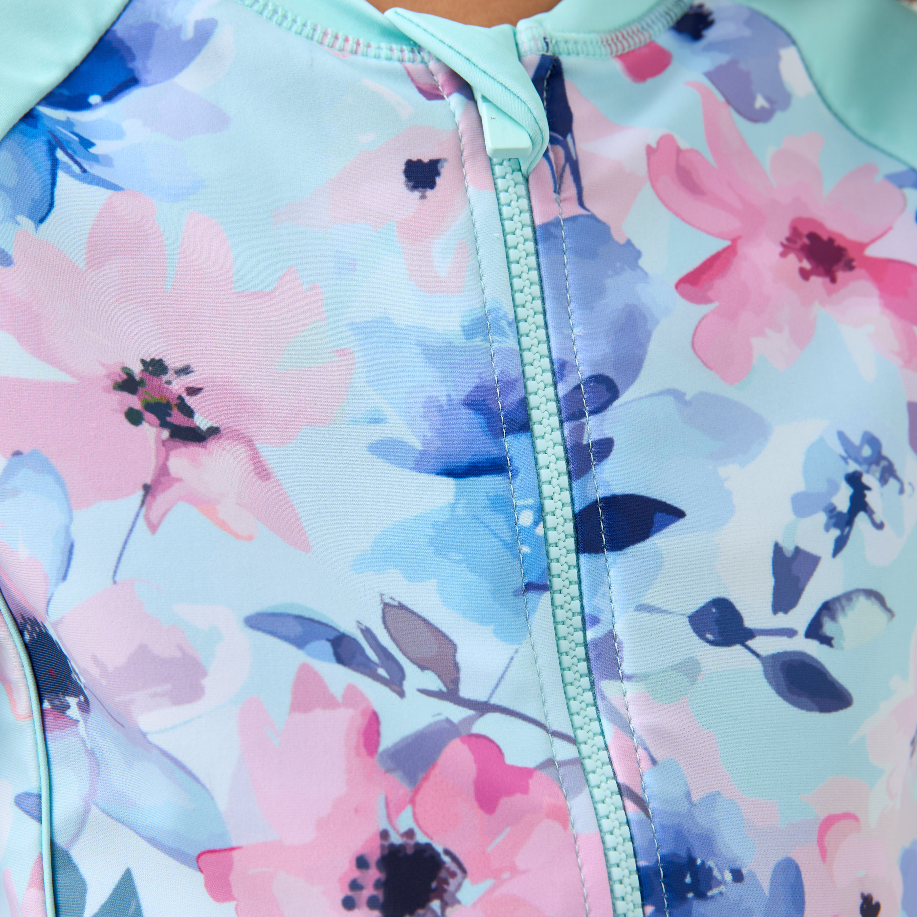 Juniors Floral Print Swimsuit with Zip Closure-girls-clothing-sportswear-swimwear-image-5