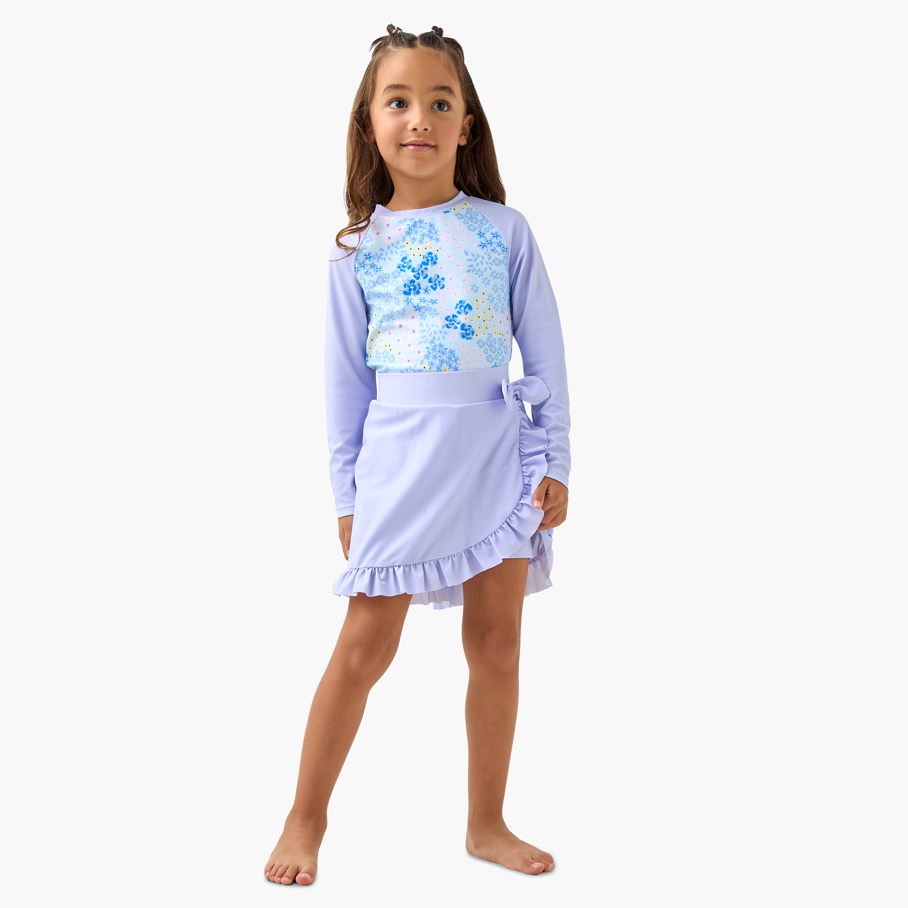 Juniors Floral Print Swimwear Set-girls-clothing-swimwear-image-1