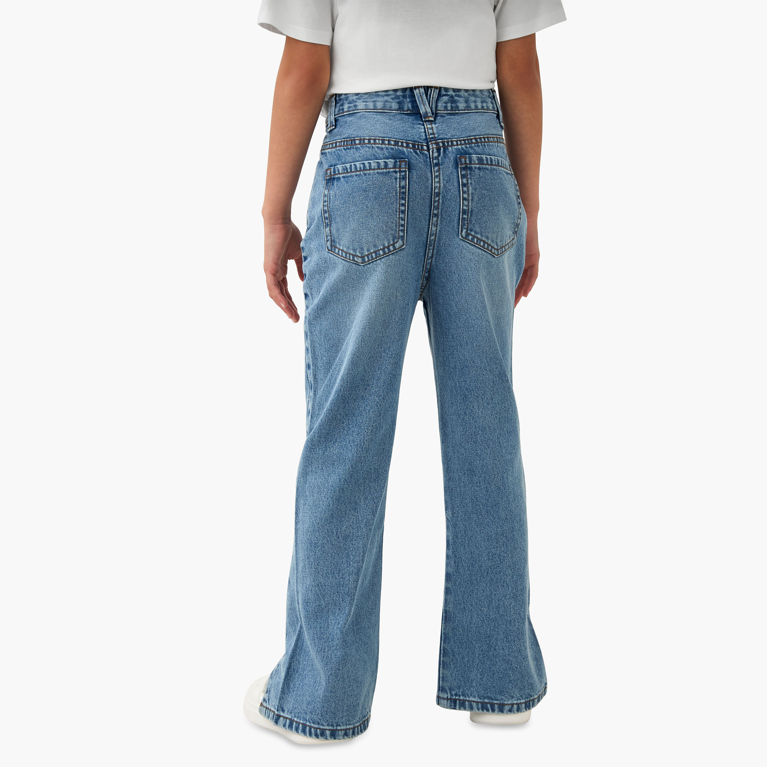 Juniors Flared Jeans with Slit Detail-girls-clothing-schoolwear-bottoms-pants-image-3