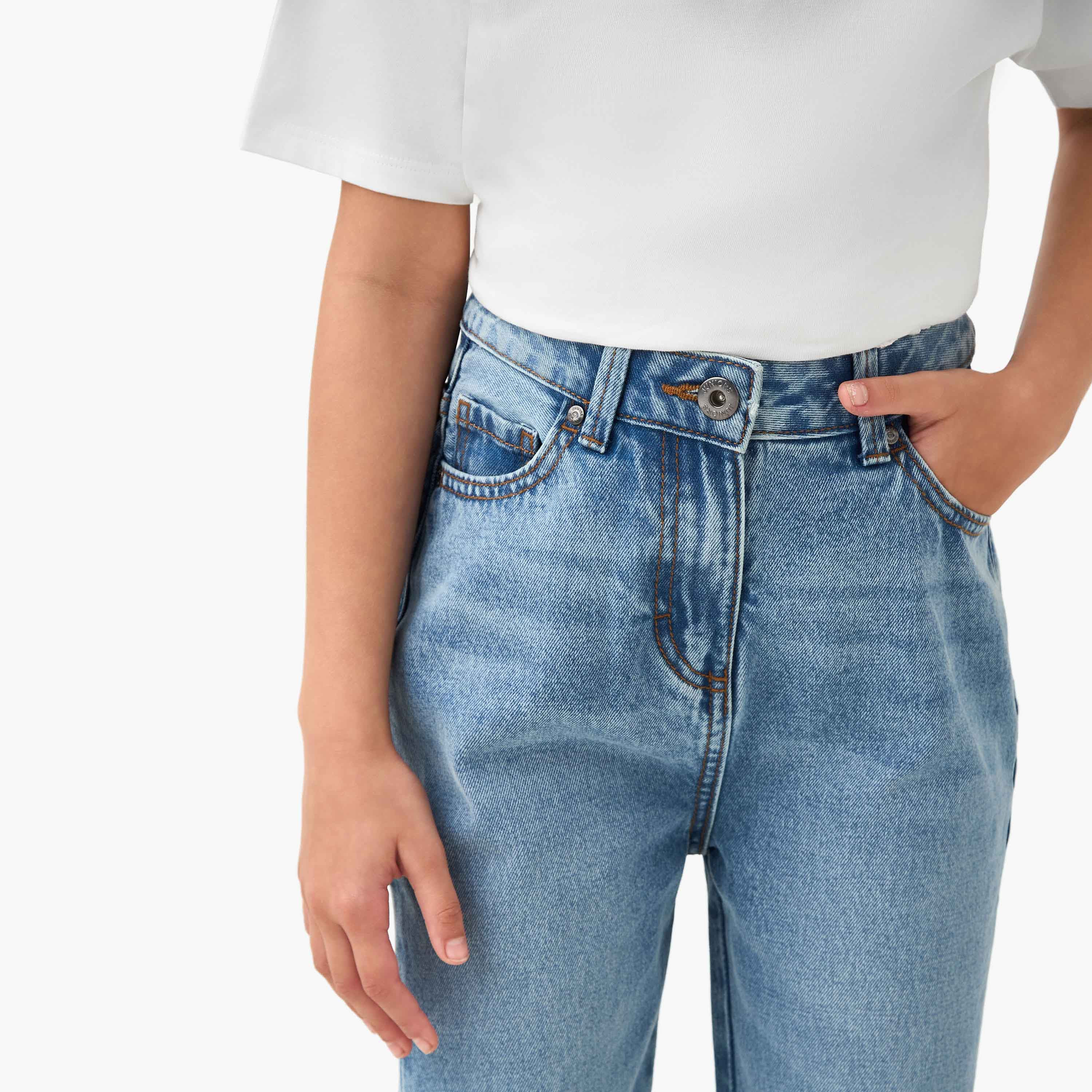 Juniors Flared Jeans with Slit Detail-girls-clothing-schoolwear-bottoms-pants-image-4