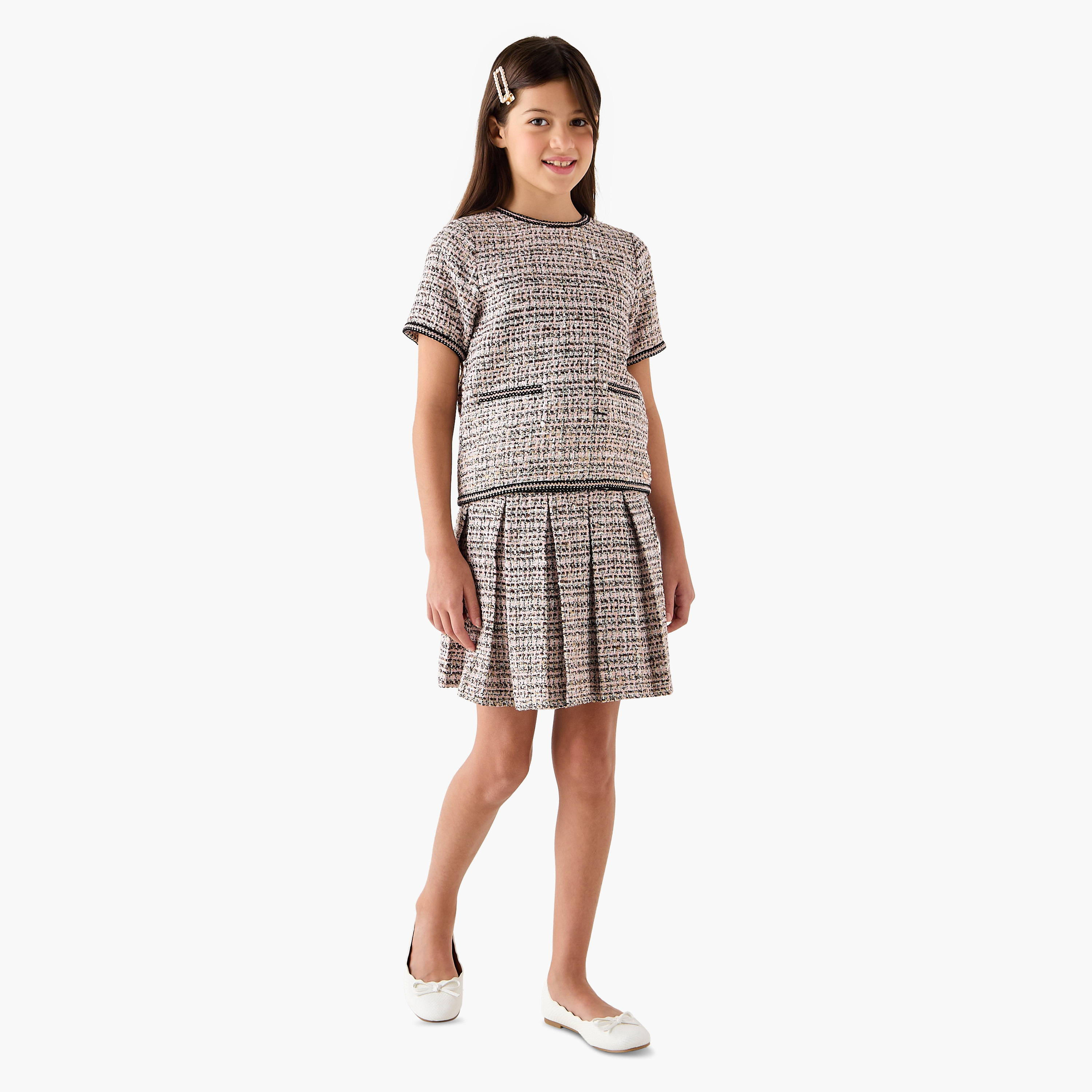 Eligo Tweed Pleated Skirt-girls-clothing-bottoms-skirts-image-2