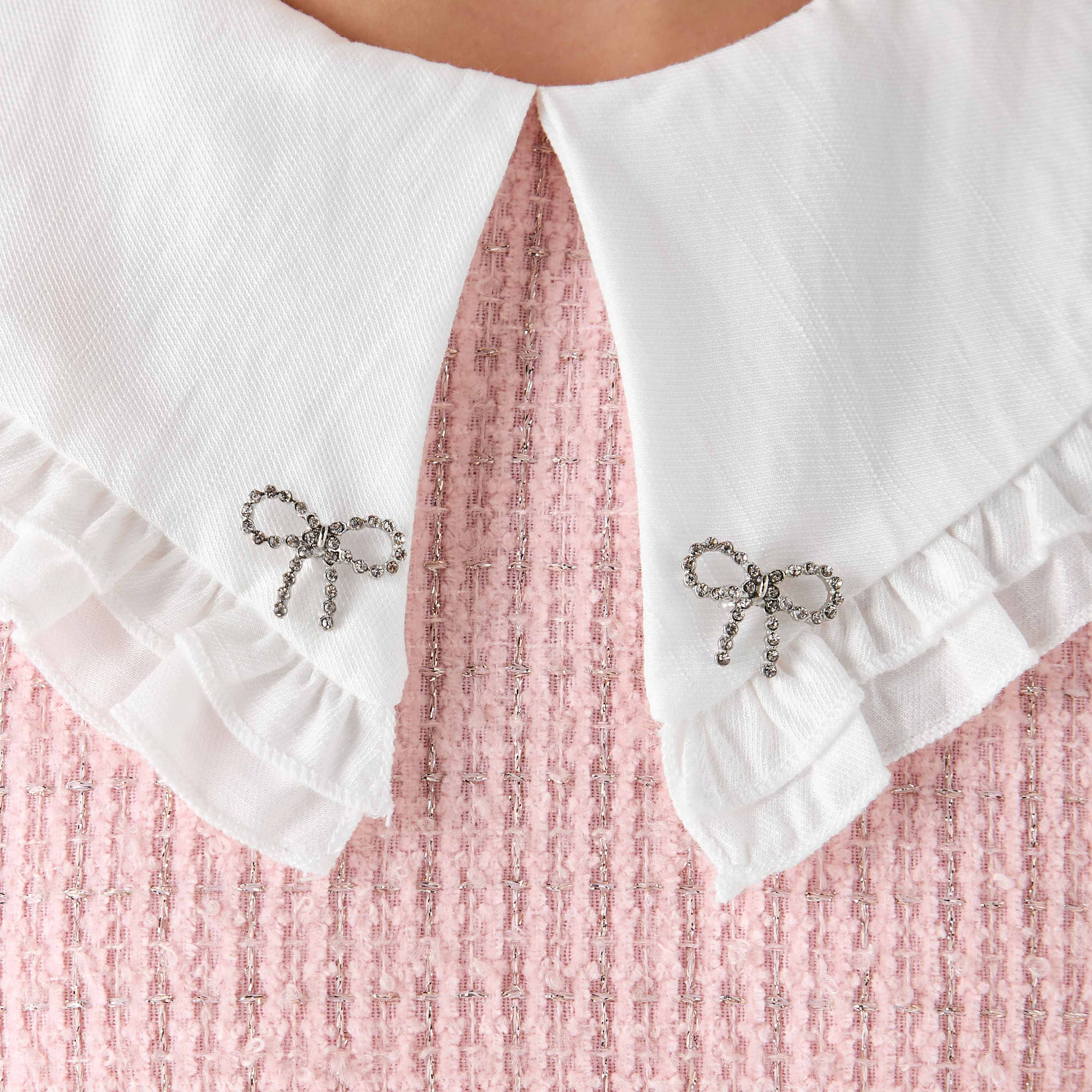 Eligo Textured Peter Pan Collar Dress with Long Sleeves-girls-clothing-winterwear-dresses-image-5