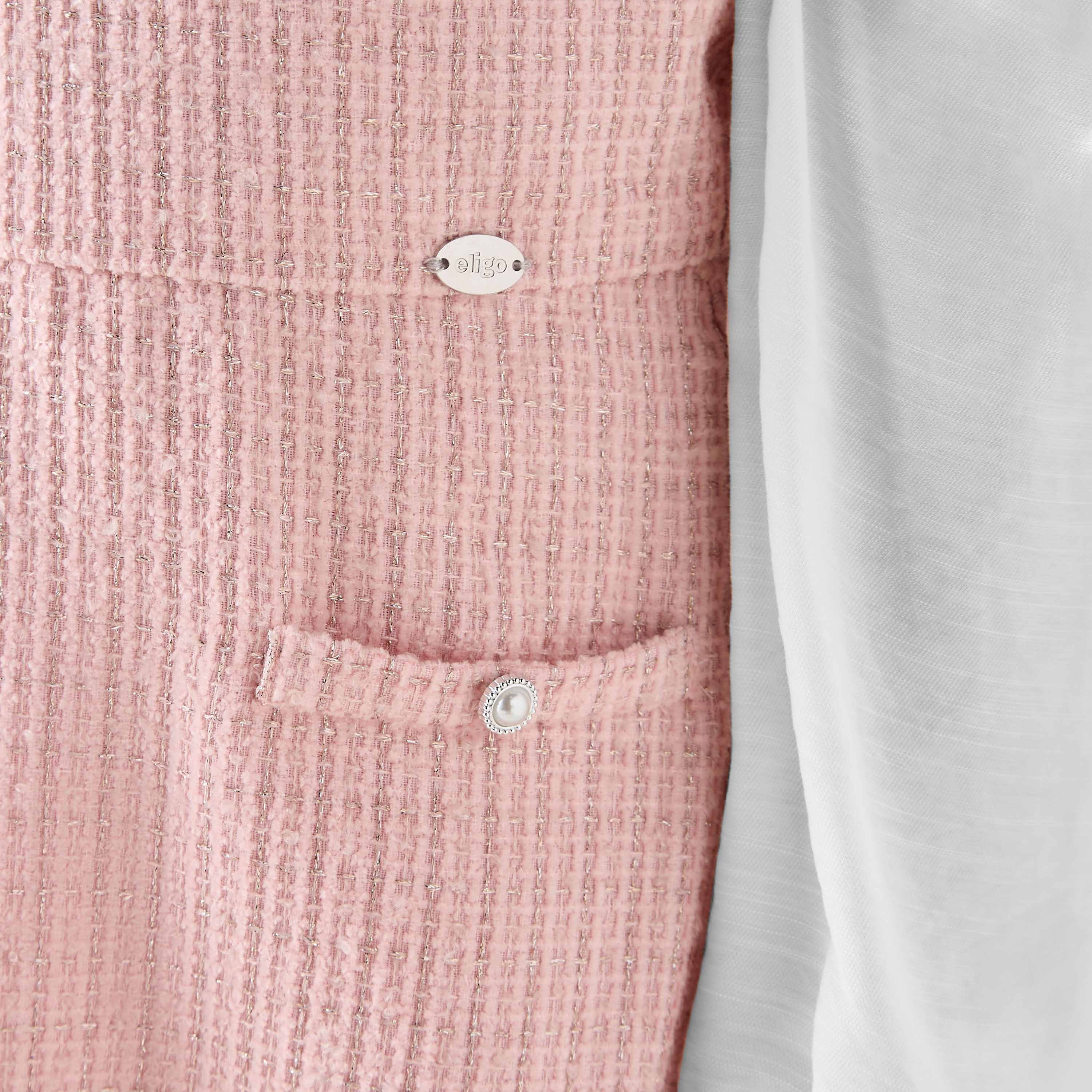 Eligo Textured Peter Pan Collar Dress with Long Sleeves-girls-clothing-winterwear-dresses-image-6
