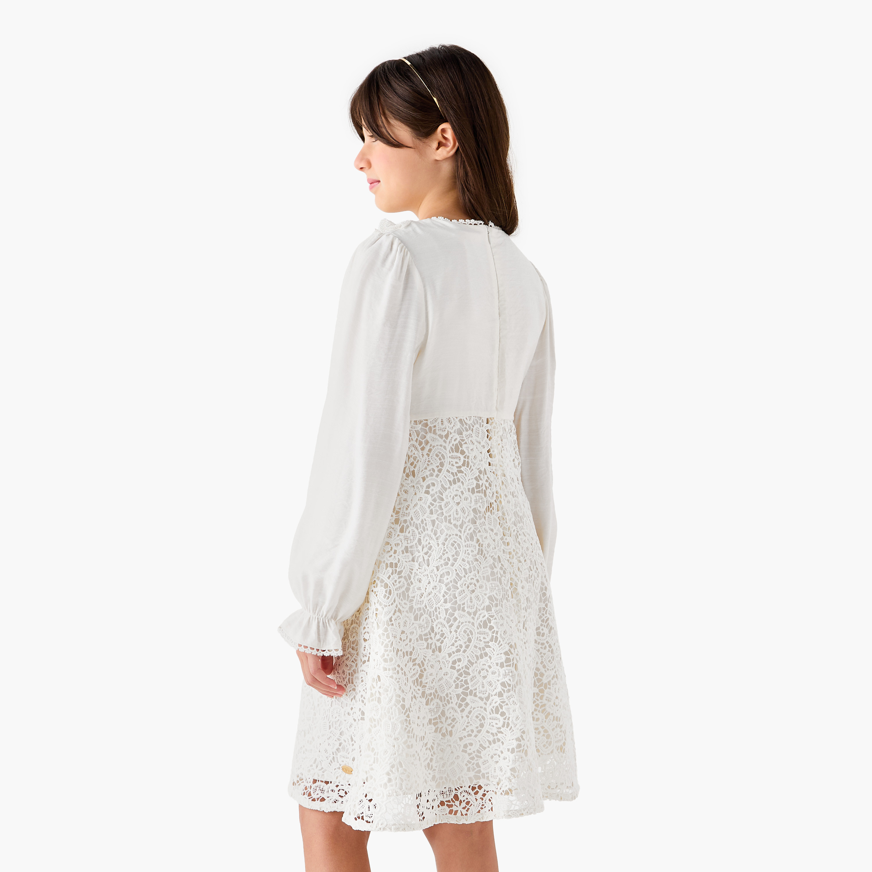 Eligo Lace Dress with Ruffles and Long Sleeves-girls-clothing-dressesandjumpsuits-image-3
