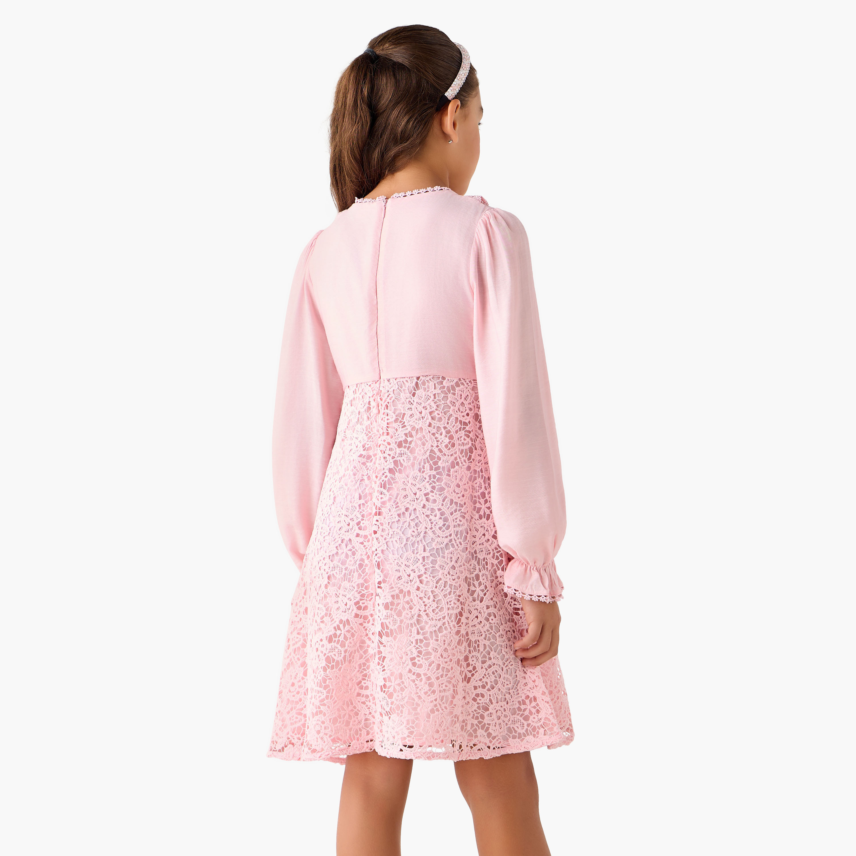 Eligo Round Neck Long Sleeves Dress with Ruffles-girls-clothing-dressesandjumpsuits-image-3