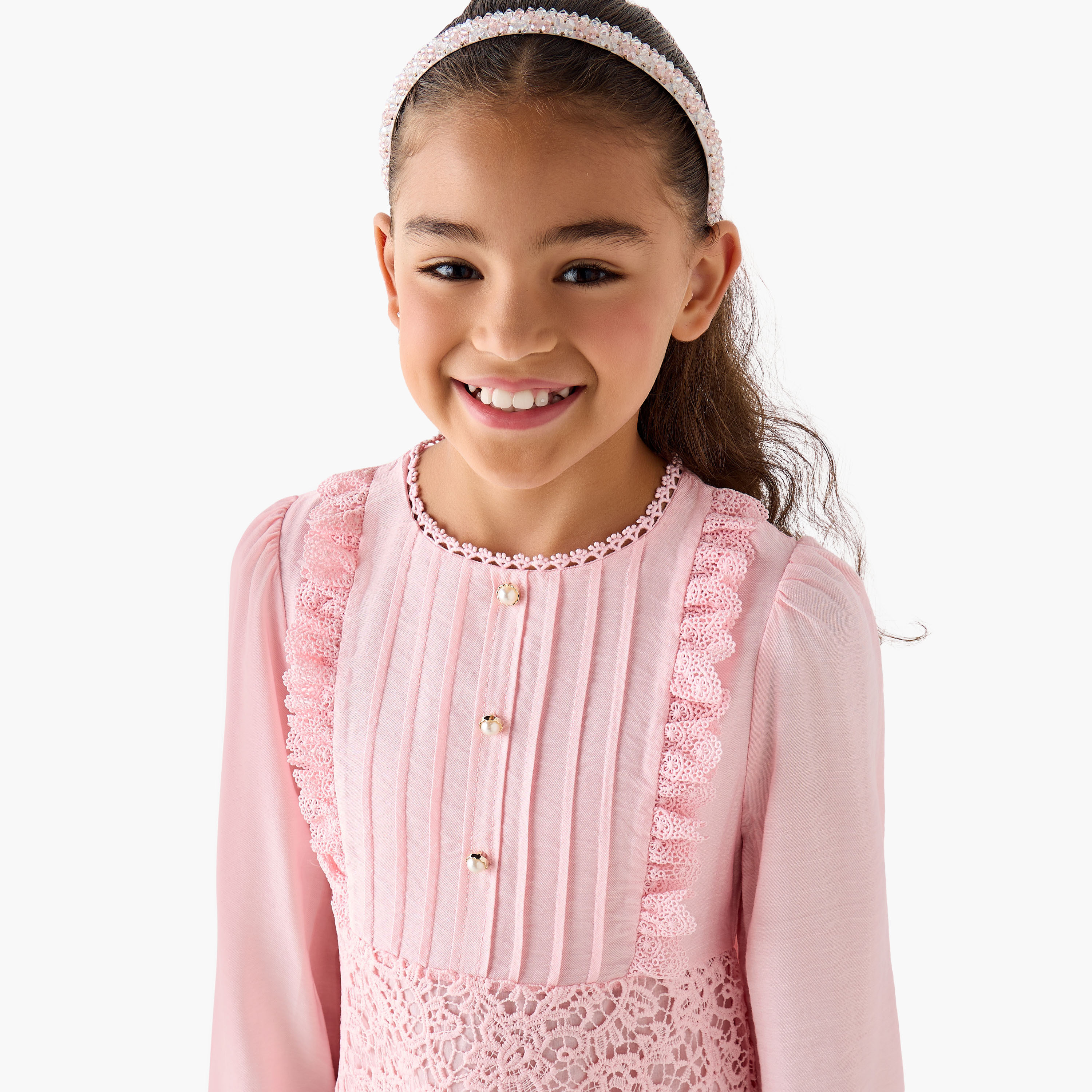 Eligo Round Neck Long Sleeves Dress with Ruffles-girls-clothing-dressesandjumpsuits-image-4