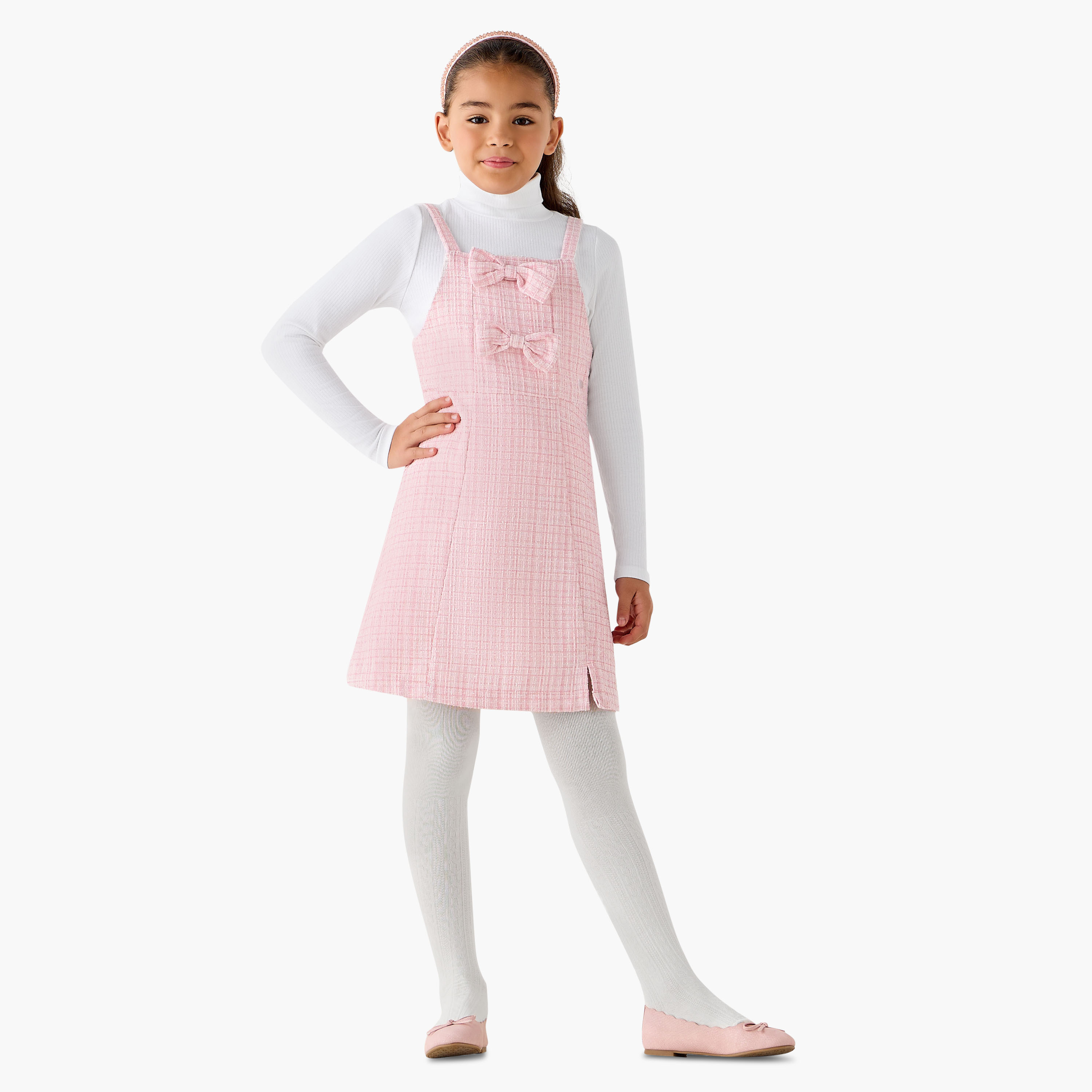 Eligo Square Neck Sleeveless Pinafore with Top and Tights-girls-clothing-dressesandjumpsuits-image-1