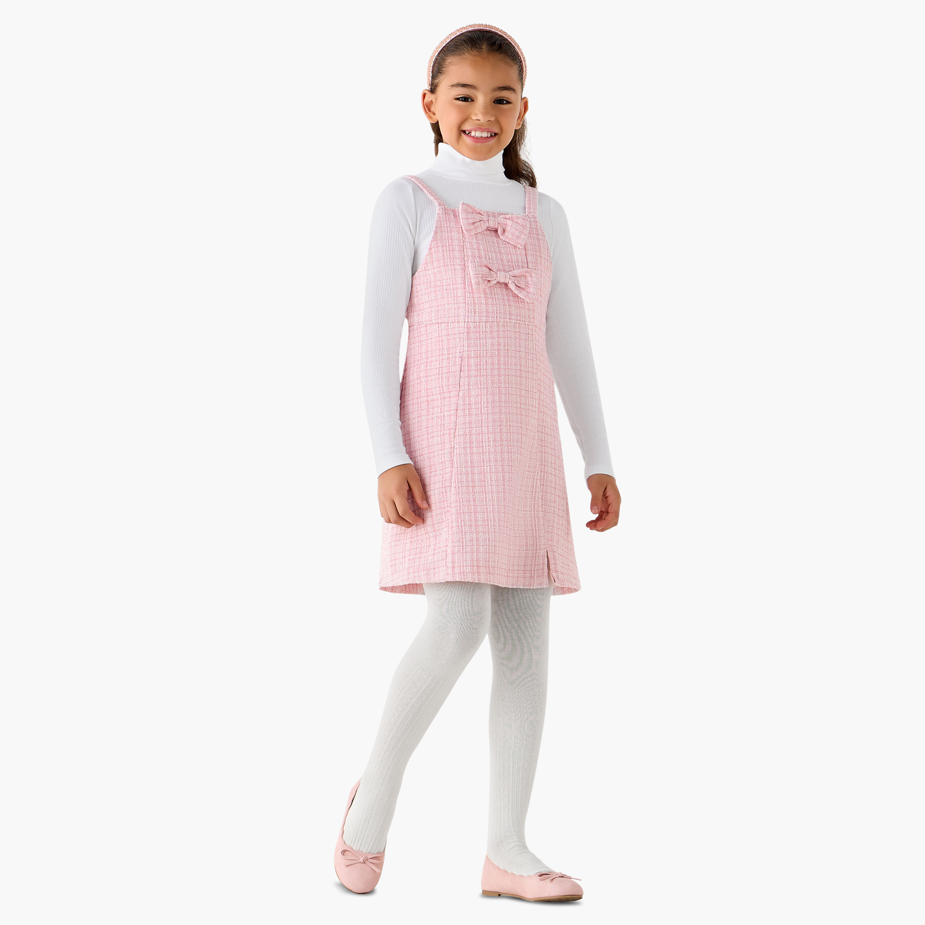 Eligo Square Neck Sleeveless Pinafore with Top and Tights-girls-clothing-dressesandjumpsuits-image-2
